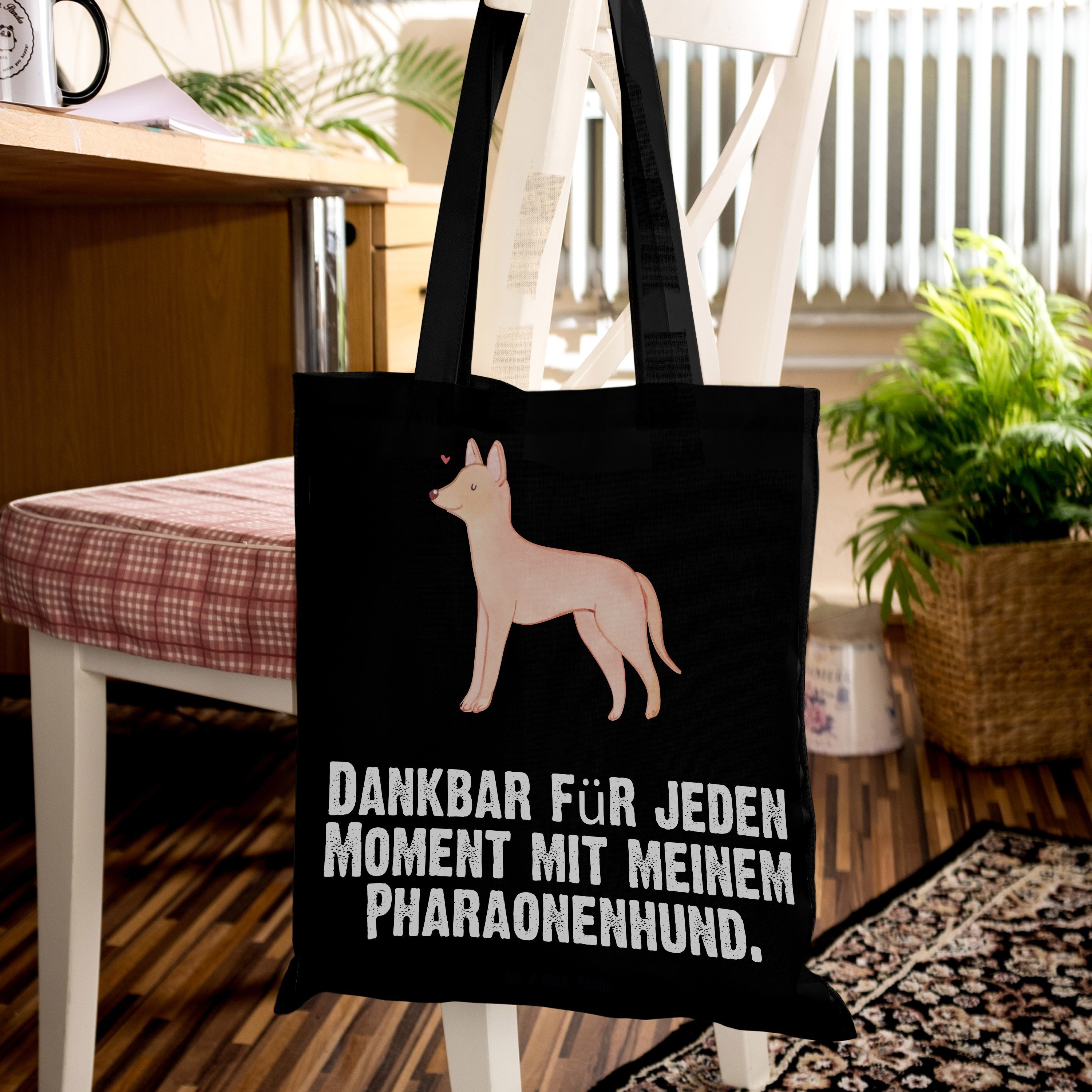 Schwarz Moment Beuteltasche, S & Pharaonenhund - Rassehund, - Mr. Mrs. Tragetasche (1-tlg) Geschenk, Panda