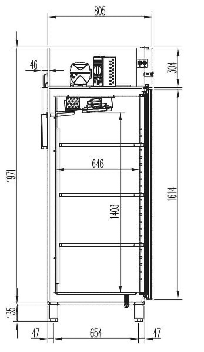 GastroHero Kühlschrank Kühlschrank PROFI 1168 Liter aus Edelstahl GN 2/1 - Gastronomie KSN-PROFI1400, 202.5 cm hoch, 138 cm breit