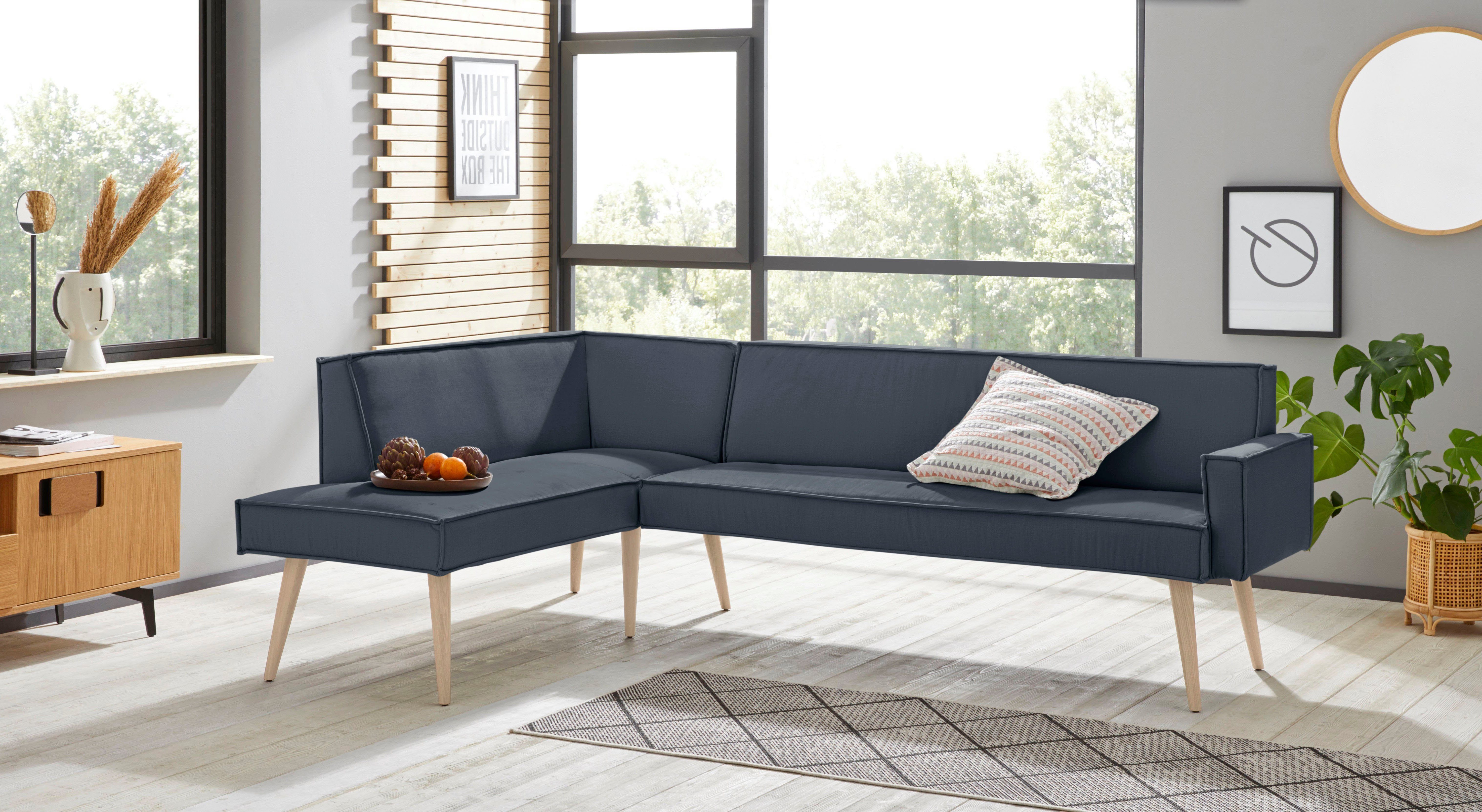 exxpo - sofa fashion Eckbank Lungo, moderne Kedernaht, bequem und elegant, hoher Holzfuß, hochwertige Detailverarbeitung, frei im Raum stellbar