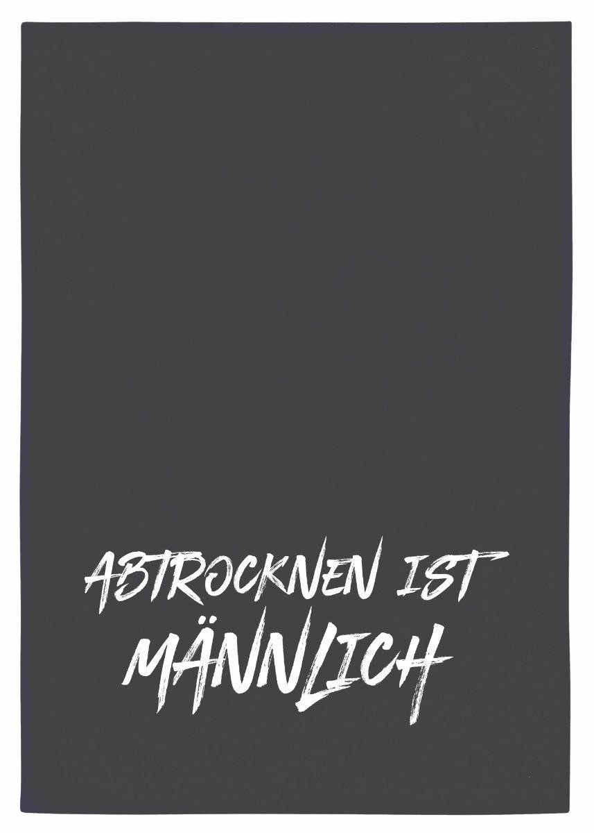 17;30 Hamburg Geschirrtuch ABTROCKNEN IST MÄNNLICH, Grau, (1-tlg), 50x70cm, Siebdruck