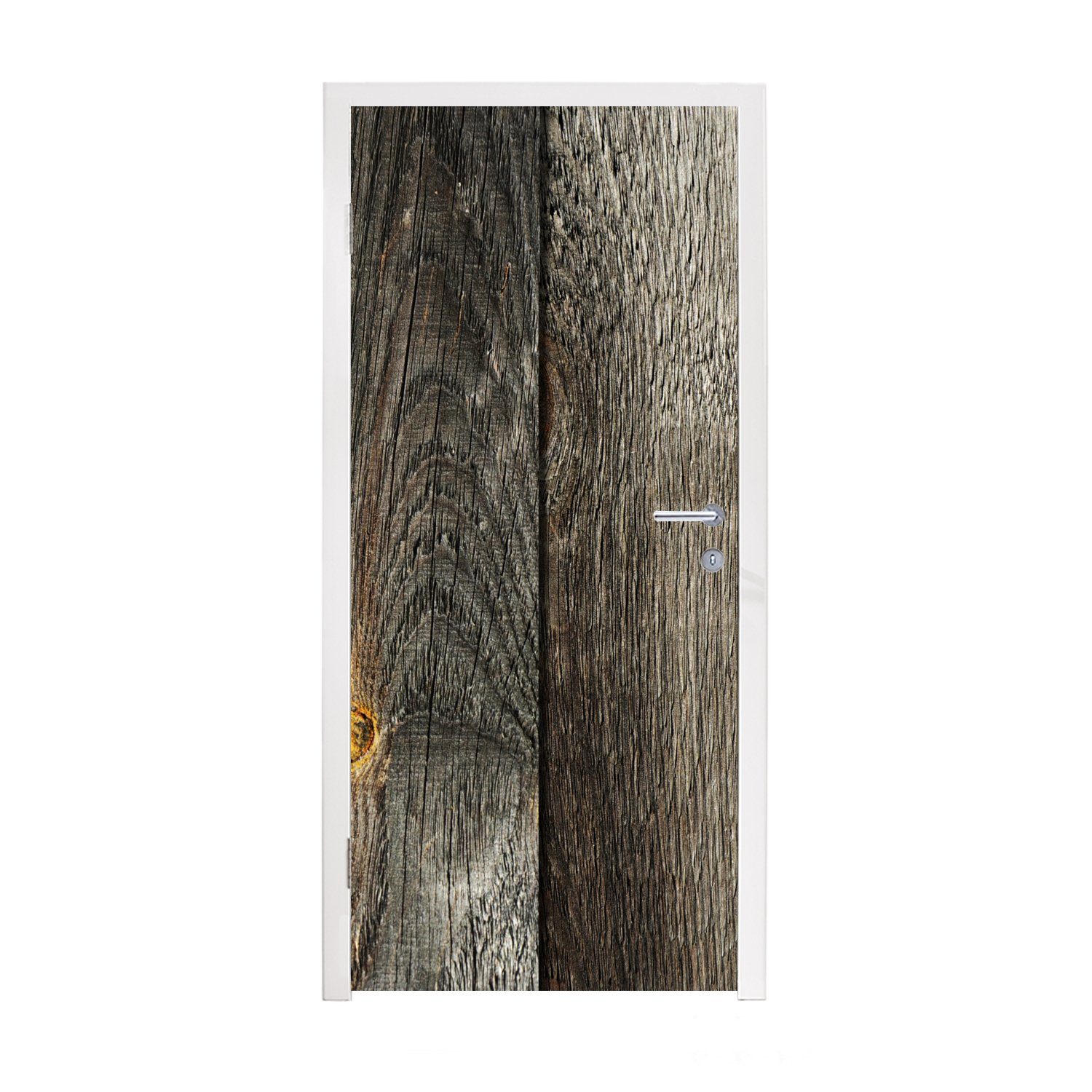 MuchoWow Türtapete Regal - Holz - Robust, Matt, bedruckt, (1 St), Fototapete für Tür, Türaufkleber, 75x205 cm