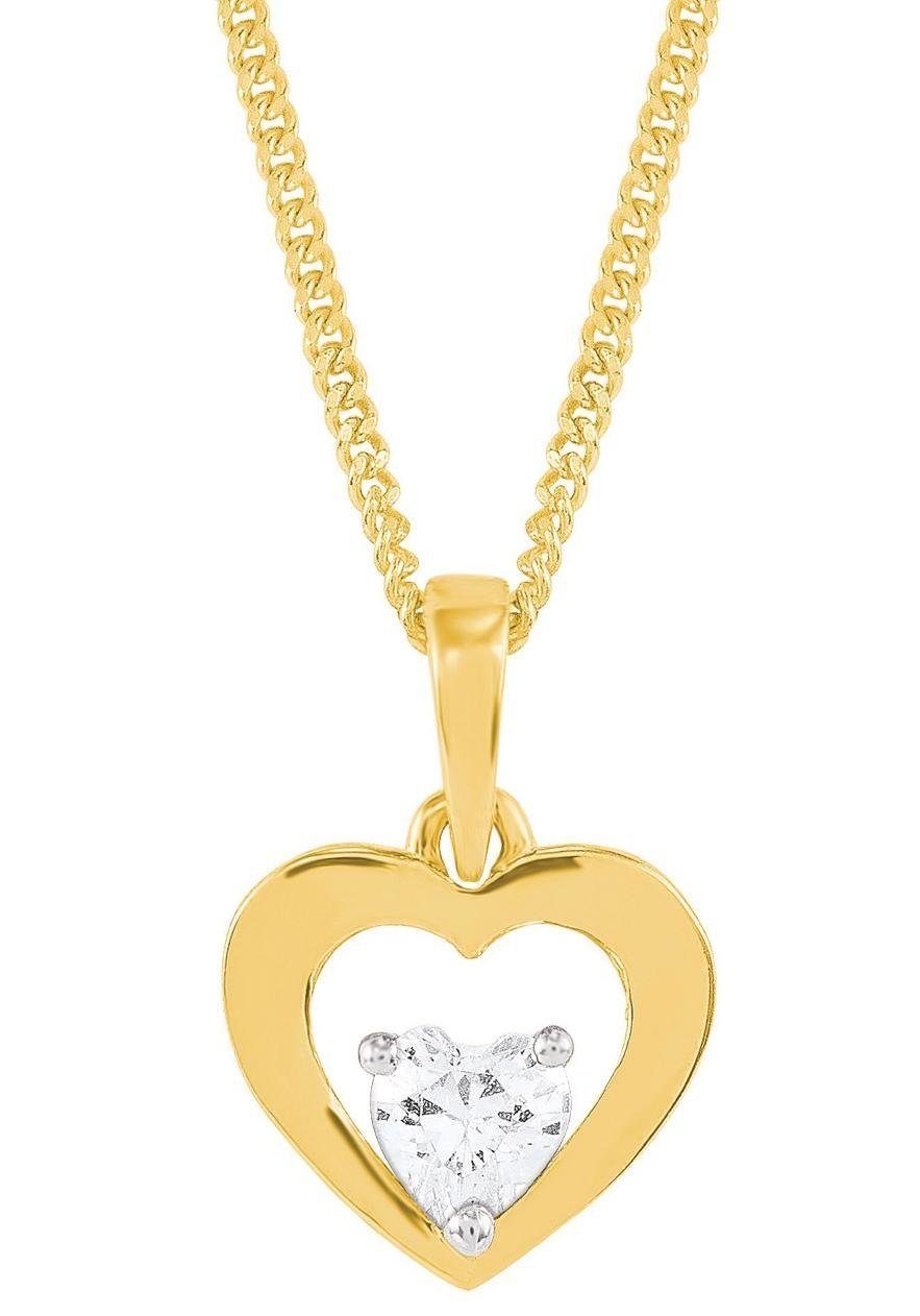Amor Kette mit Anhänger Schmuck Geschenk Halskette Herz LIEBE, 2014399, mit Zirkonia (synth)