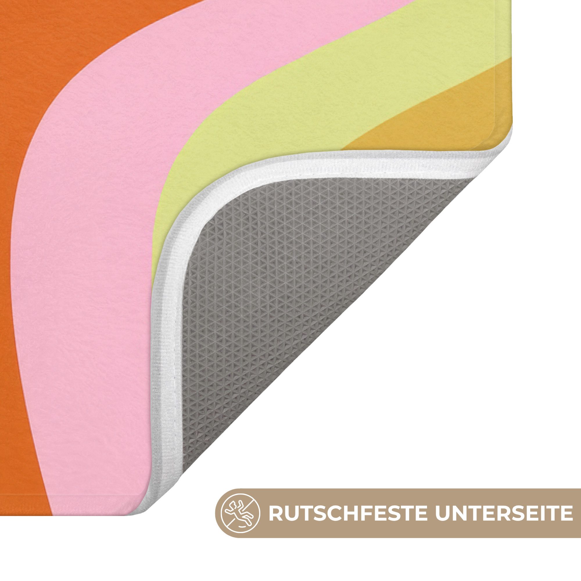 OnlyWow WC-Vorleger Linien - Pastelltöne - Wellenförmig, Höhe 10 mm, Polyester, Rechteckig, WC Teppich, Toilettenvorleger, Toilettenteppich, Badematte 40x60 cm – Bild 3 von 5