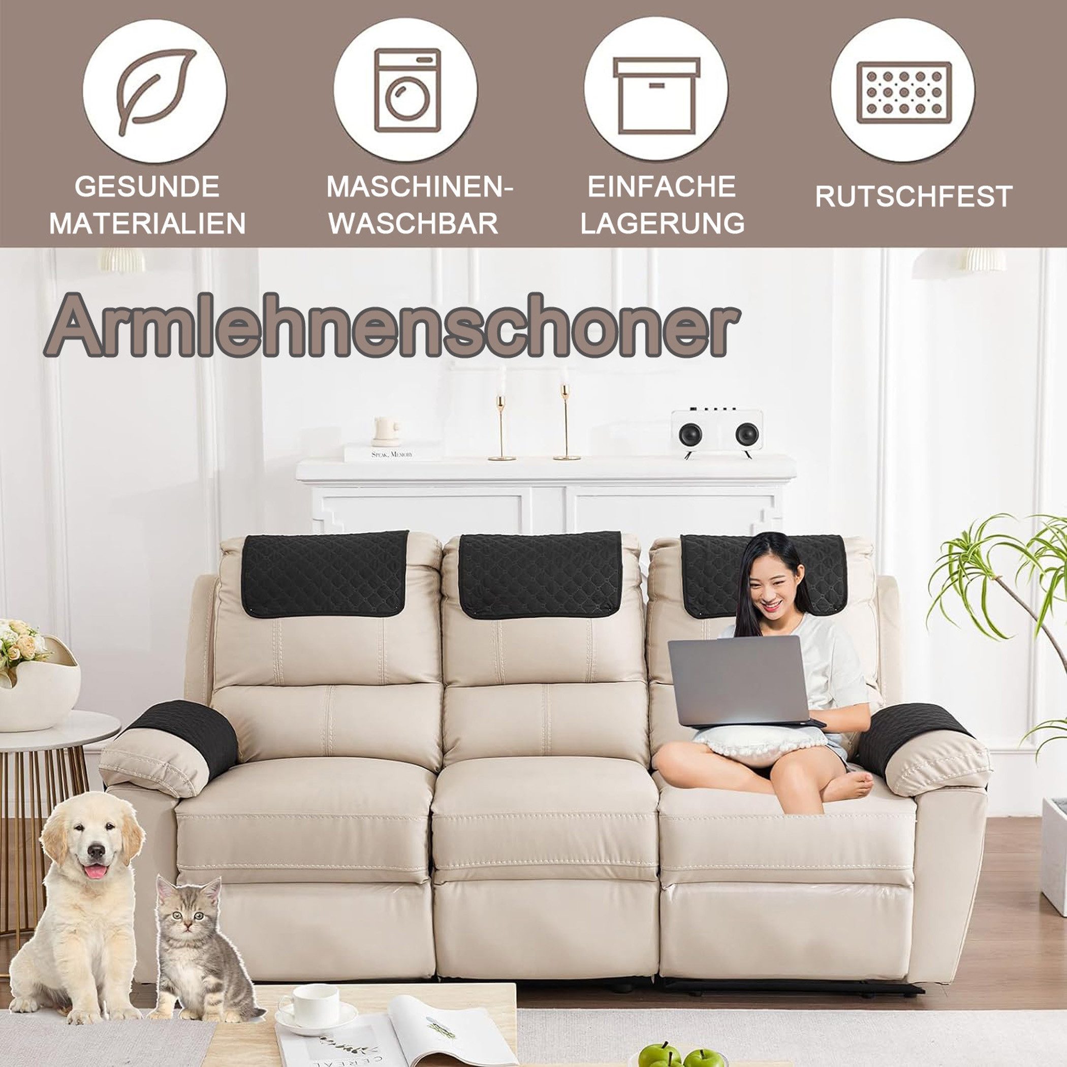 Coonoor Sesselschoner Armlehnenbezüge 3/4/5-er Set, Rutschfester Sofa Armle günstig online kaufen
