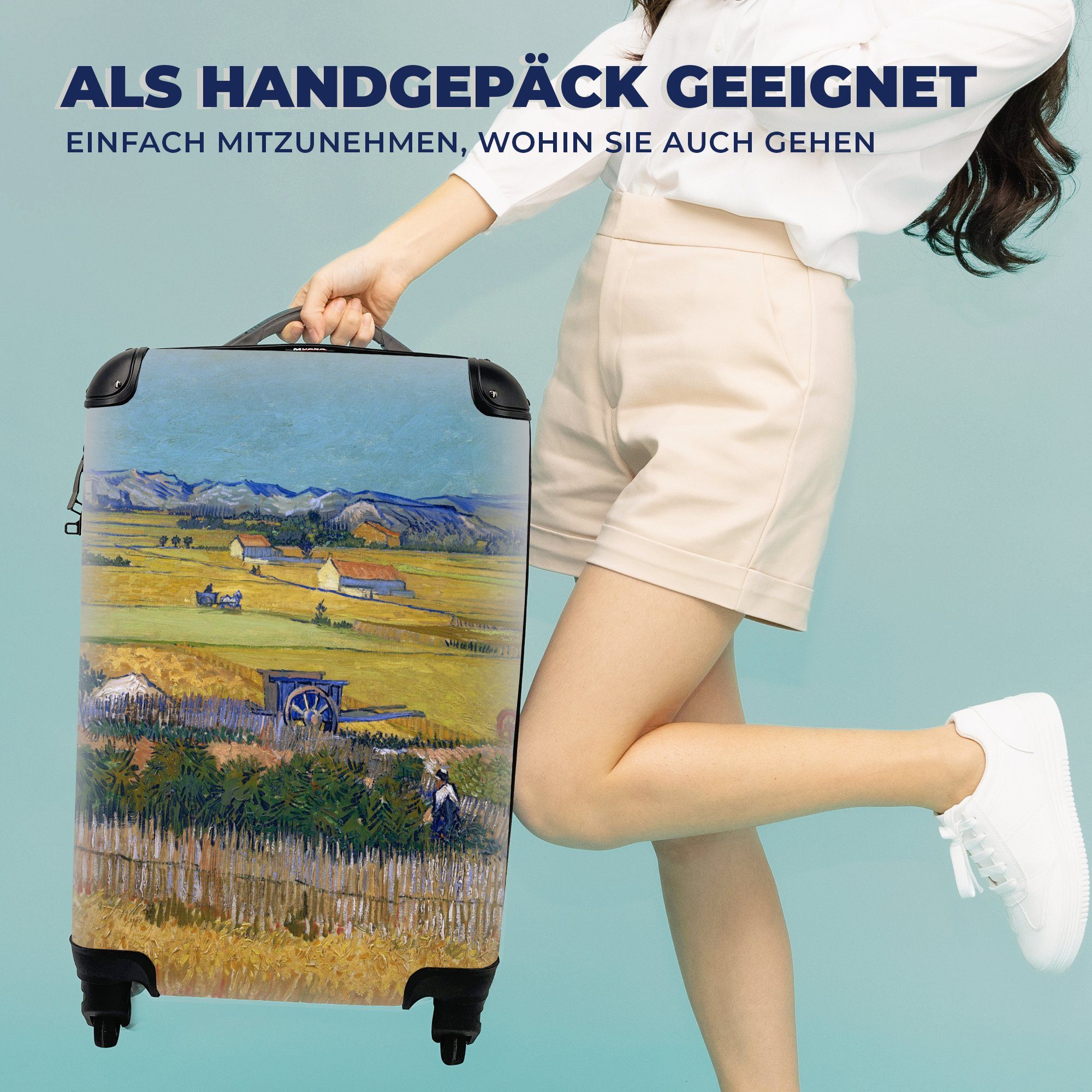 van 4 Die Rollen, Handgepäck MuchoWow mit Trolley, Ferien, rollen, Reisetasche für - Ernte Gogh, Vincent Handgepäckkoffer Reisekoffer