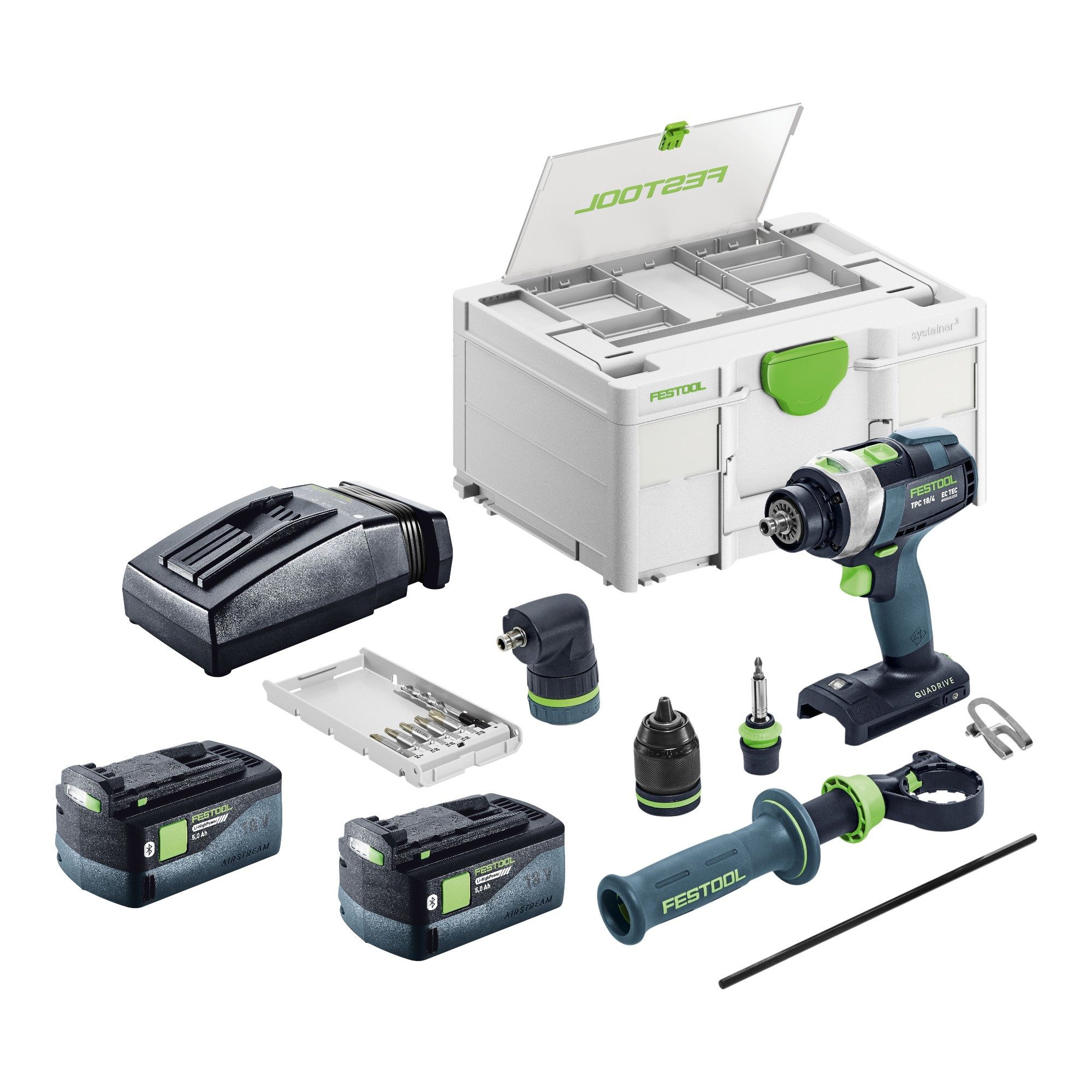FESTOOL Akku-Schlagbohrschrauber TPC 18/4-Basic-Set 18 V 75 Nm Brushless + 2x Akku 5,0 Ah + Ladegerät