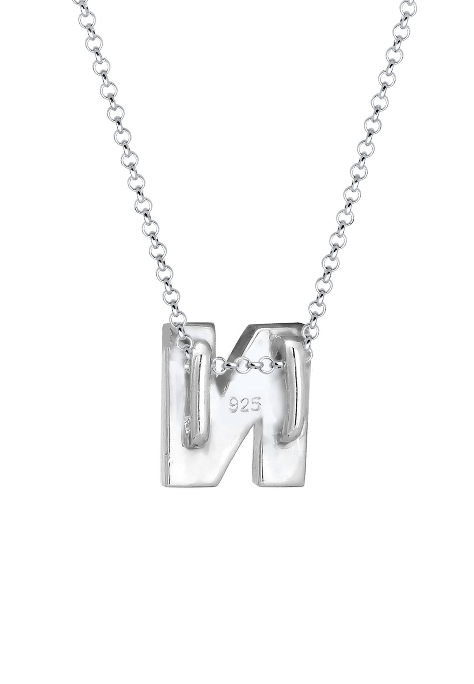 Elli Kette mit Anhänger Buchstabe Buchstabe 925 N Initialen Silber, Minimal Trend