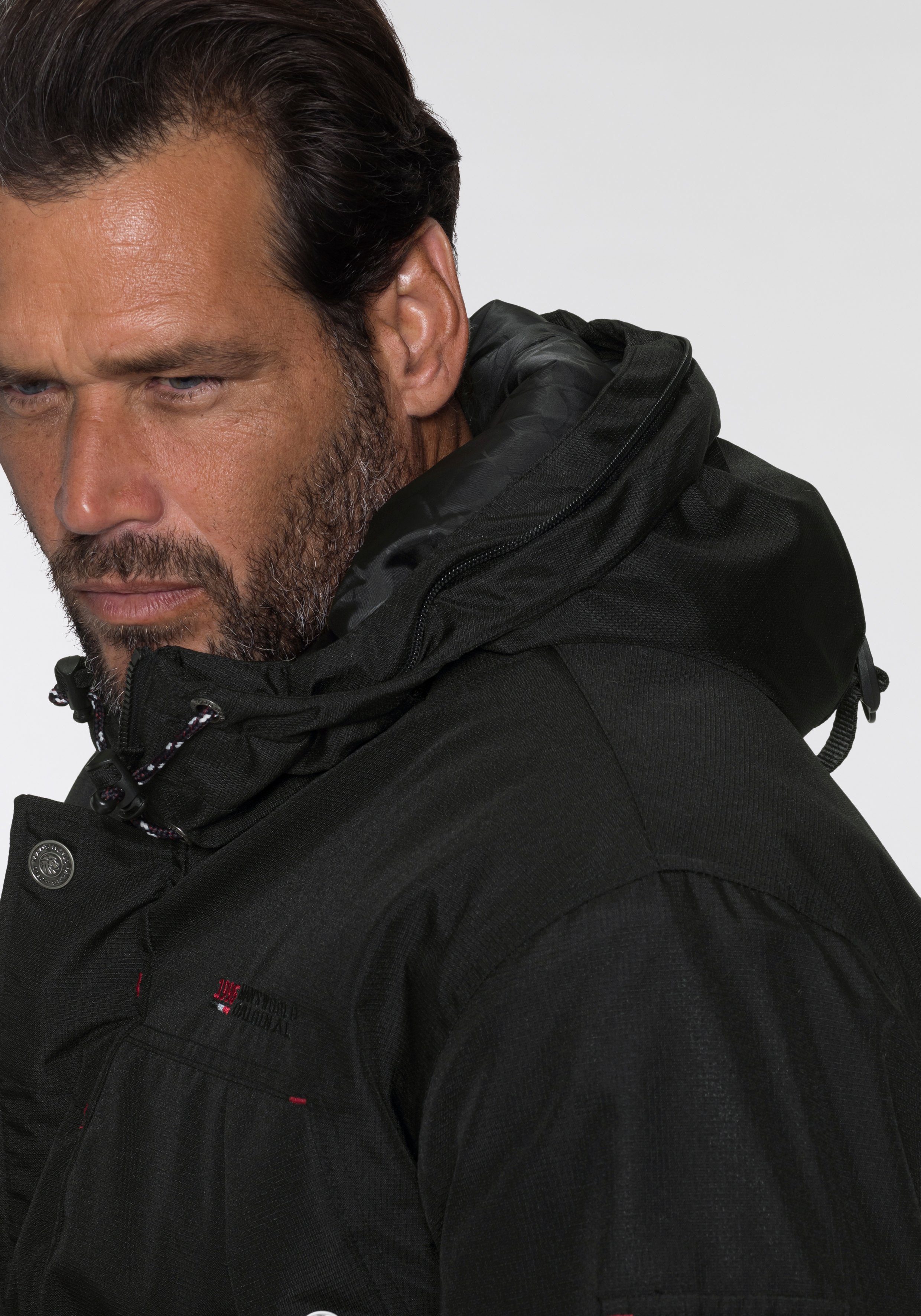 Parka abnehmbaren nachhaltigem Besatz mit schwarz( World Man's Jacke aus Material)