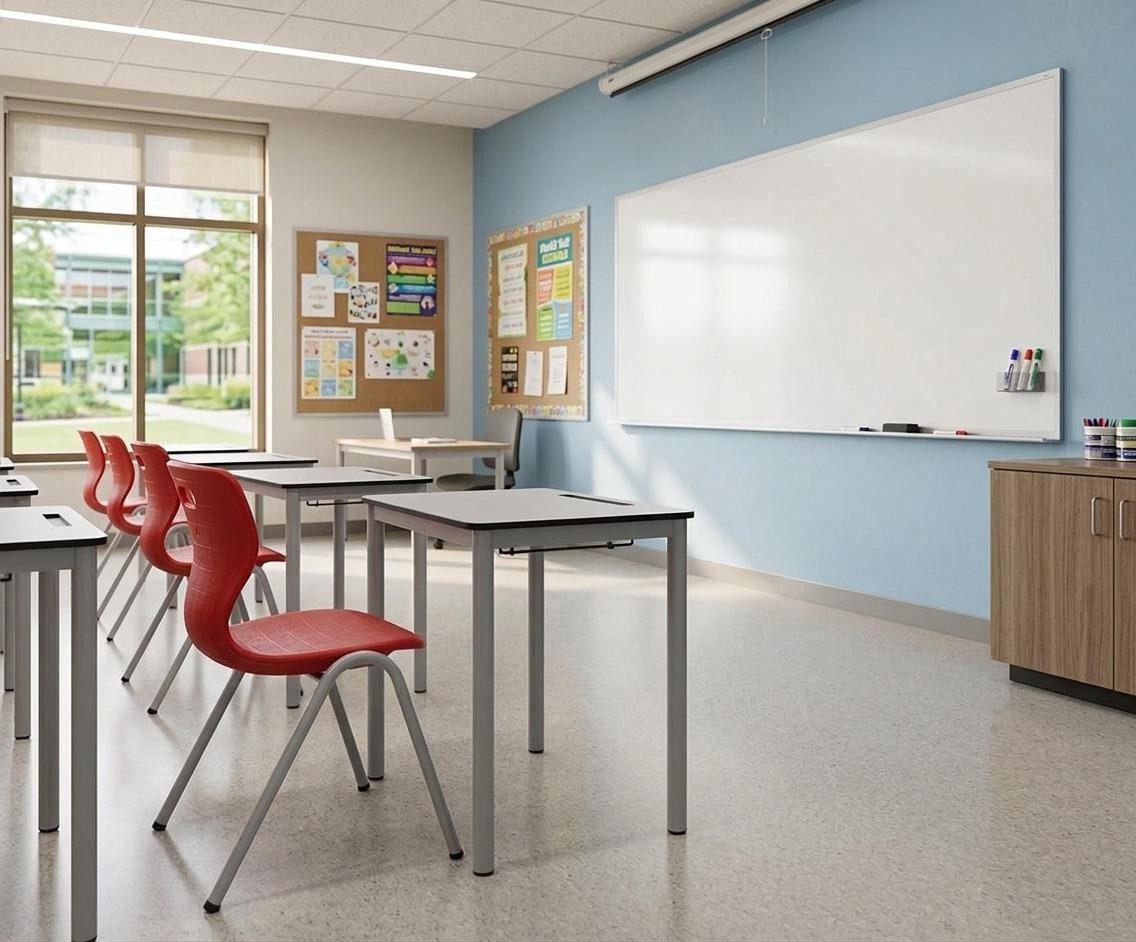 Xlmoebel Schreibtisch Ergonomisches Schulset in Grau mit rotem Stuhl und Schultisch (Schulset, 2-St., Schulset mit rotem Stuhl), Made in Europa