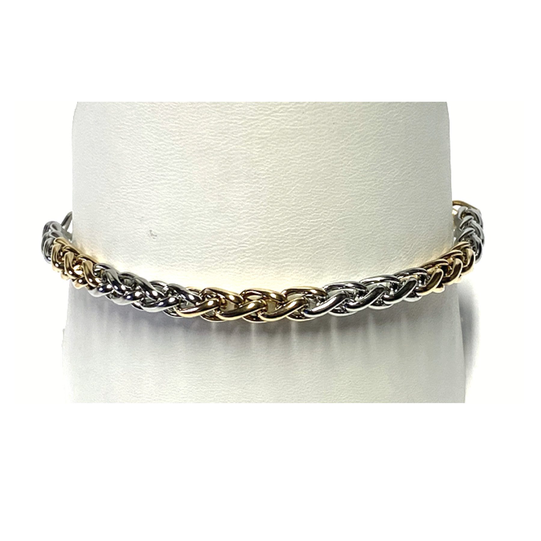 Edelschmiede925 Silberkette Armband Edelstahl bicolor Zopfkette robust 21-23cm