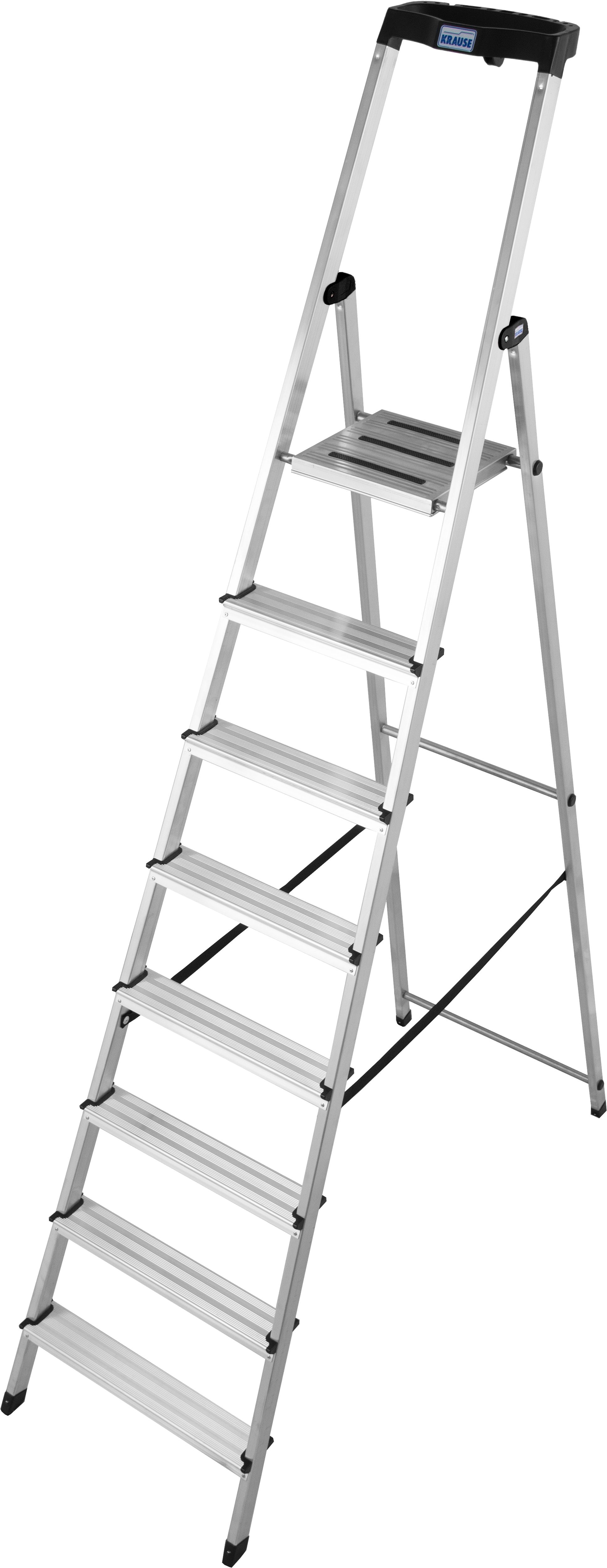 KRAUSE Stehleiter Safety, Aluminium, 1x8 Stufen, Arbeitshöhe ca. 370 cm