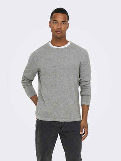 ONLY & SONS Strickpullover »ONSPANTER REG 12 STRUC CREW KNIT - 22016980« 4421 in Grau