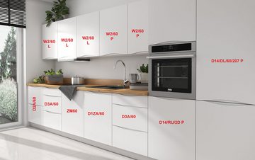 Feldmann-Wohnen Küchenzeile Napoli, 420x59x207cm, weiß / verkehrsweiß, Vollauszug (HETTICH), Soft-Close