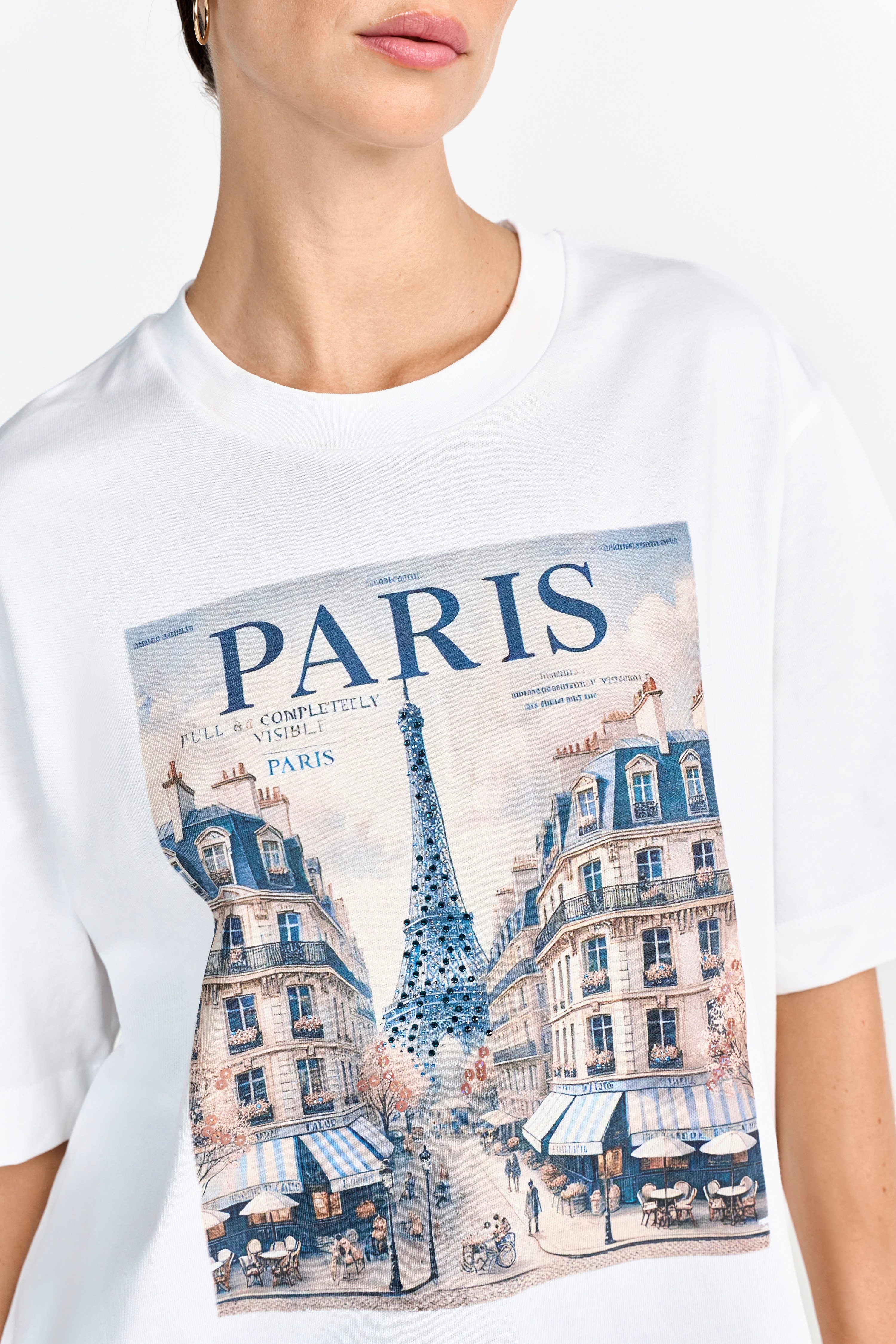 RICHROYAL T-Shirt mit nostalgischem Print und Strasssteinen, Rundhals, casu günstig online kaufen