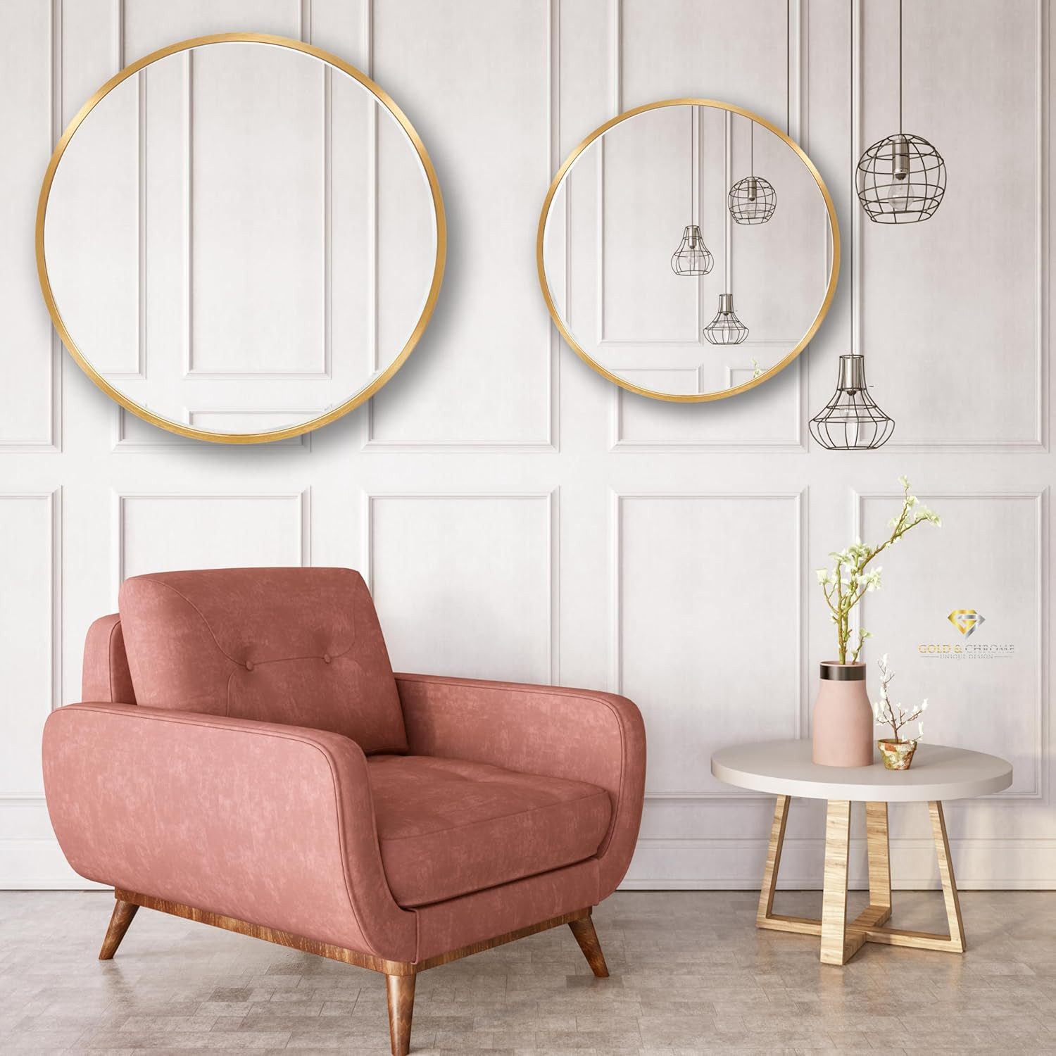 GOLD&CHROME UNIQUE DESIGN Spiegel GOLD&CHROME Wandspiegel, Rund, Badspiegel günstig online kaufen