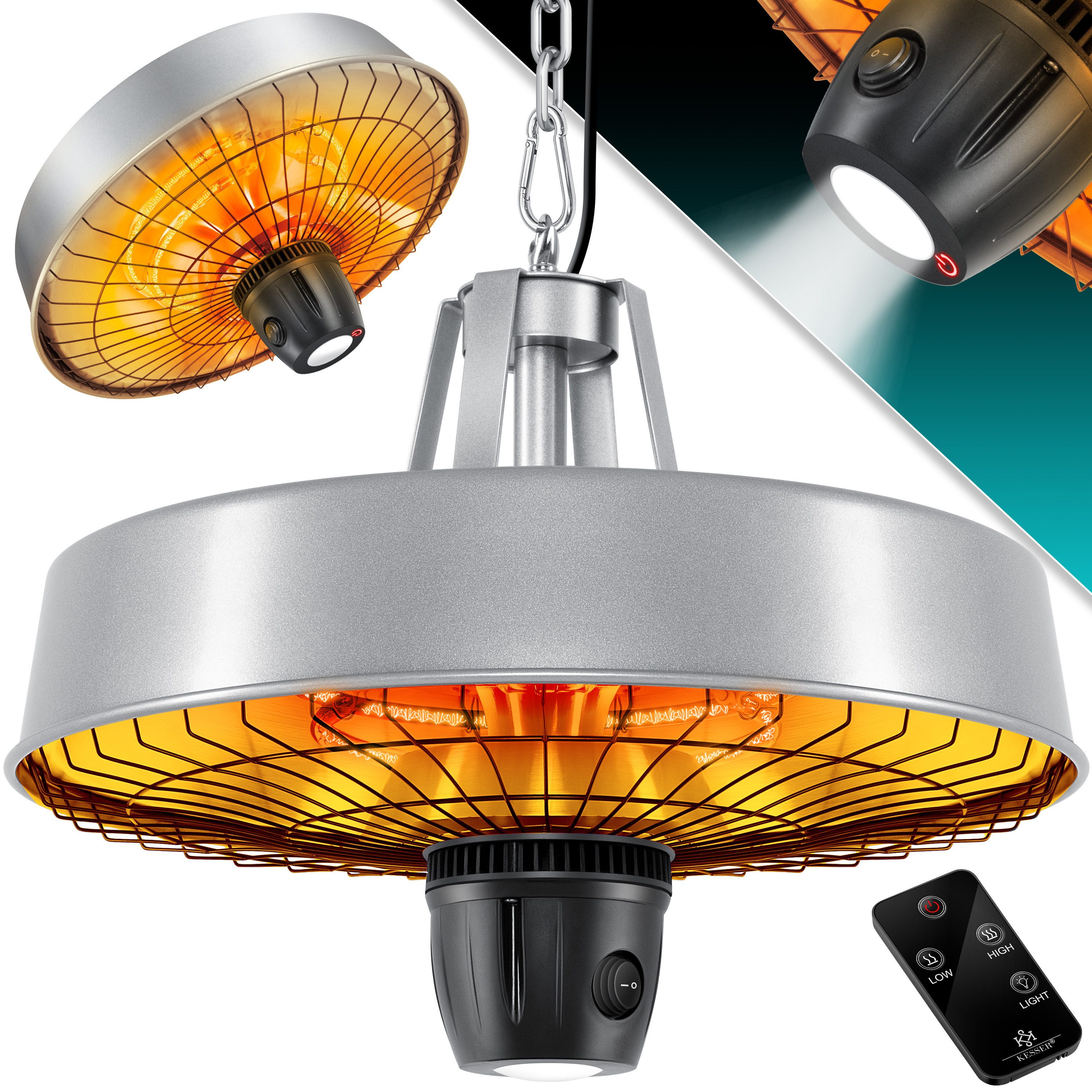 KESSER Terrassenstrahler, Deckenheizstrahler Heizpilz Infrarot-Heizstrahler 2500W