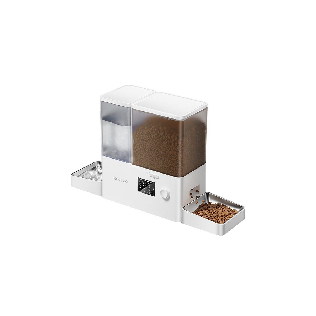 ROJECO Futterspender Rojeco 2-in-1 Trinkbrunnen 3,5l & Futterautomat 5l Weiß
