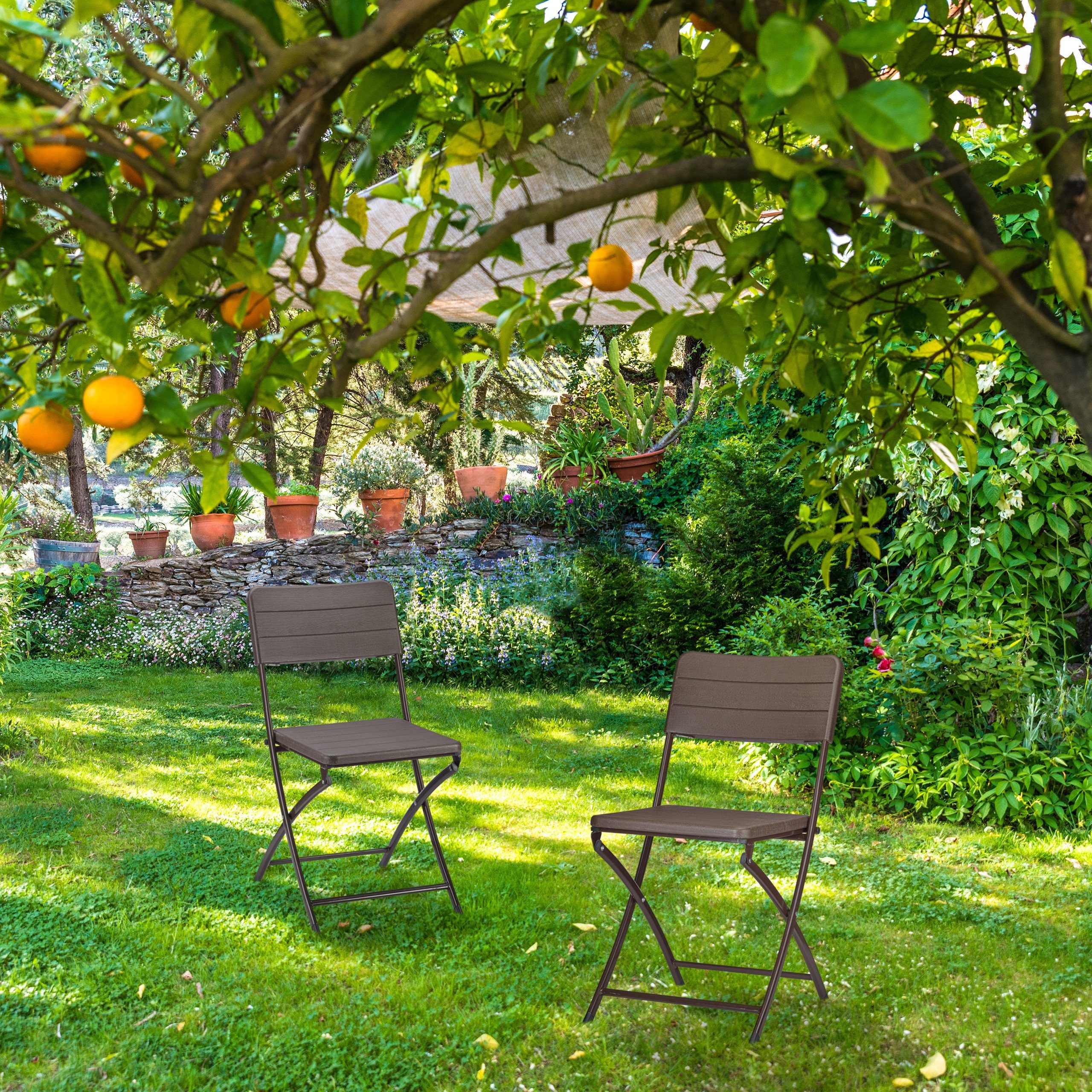 relaxdays Gartenstuhl 2er Set Holzoptik, Braun günstig online kaufen