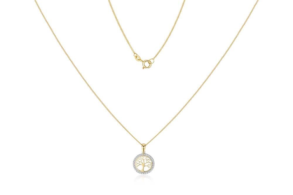 Silberkettenstore Goldkette Panzerkette 1mm mit Anhänger Lebensbaum Z - 585 Gold, Länge wählbar – Bild 3 von 4