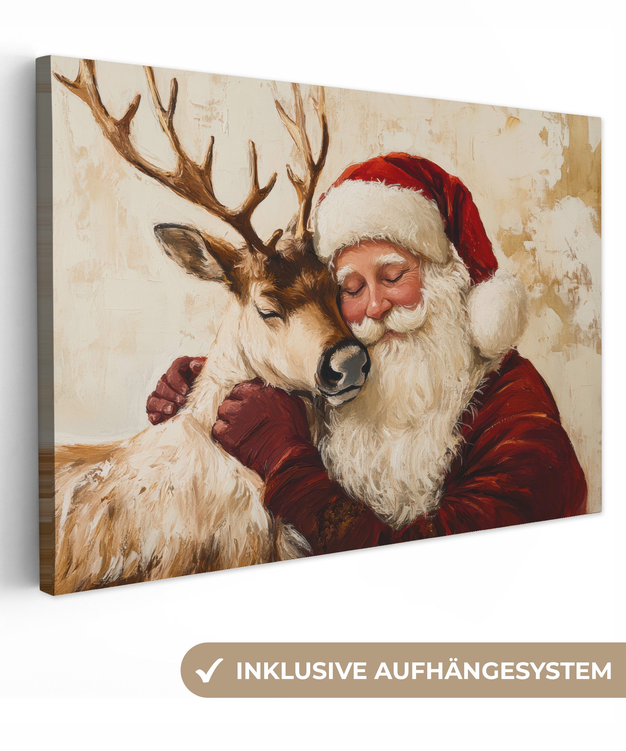 OneMillionCanvasses® Leinwandbild Weihnachtsmann - Rentier - Weihnachten, F günstig online kaufen