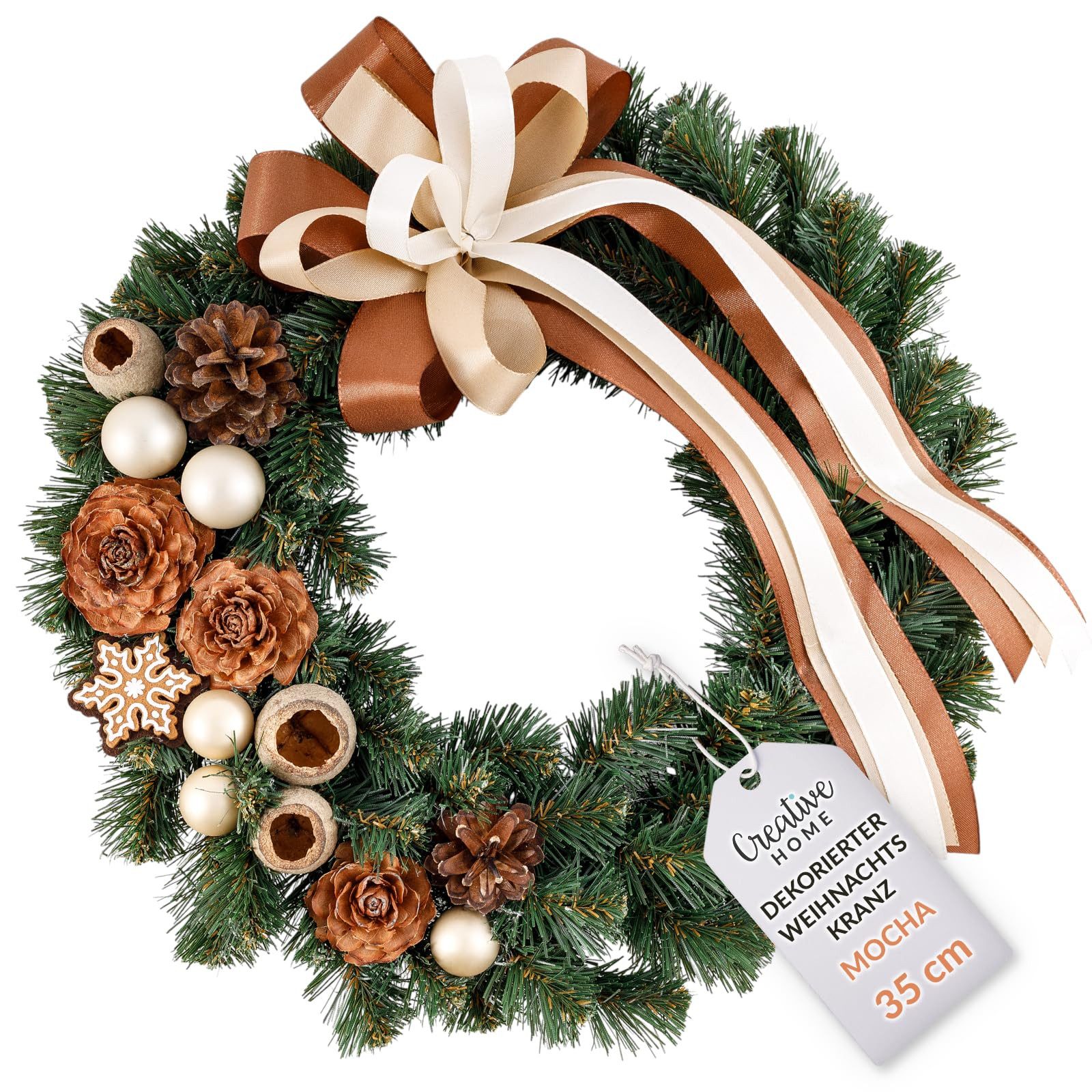 Creative Home Hängedekoration Weihnachtskranz Türkranz Durchmesser 35 cm