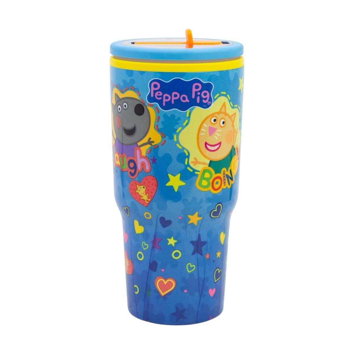 Peppa Pig Thermobecher 640 ml Edelstahl doppelwandiger Trinkbecher mit Trinkhalm, 1-tlg.