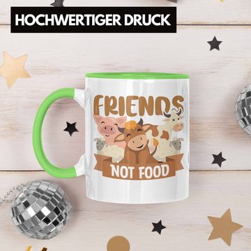 Trendation Tasse Trendation - Veganer Tasse Geschenk Friends Not Food Vegan Geschenkidee Lustiger Spruch Vegane Lebensweise Veganerin