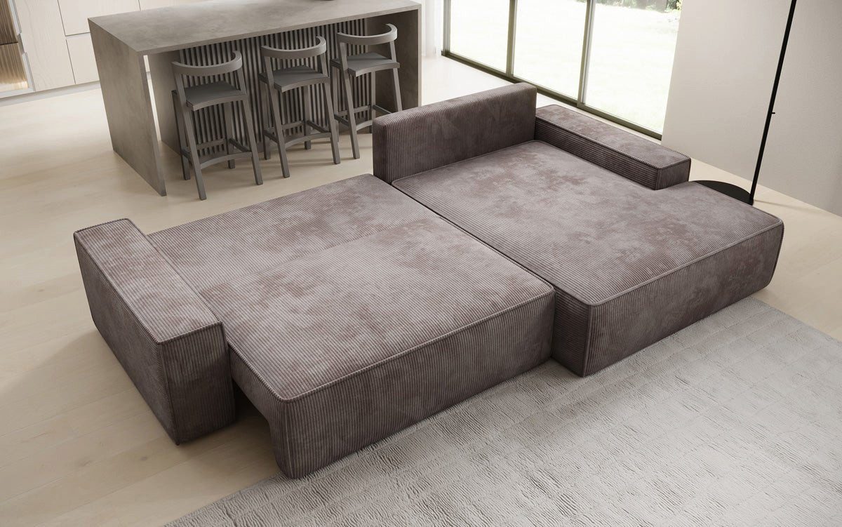 Luxusbetten24 Schlafsofa Designer Sofa Verona mit breiter Ottomane, mit Schlaffunktion und Stauraum – Bild 4 von 4