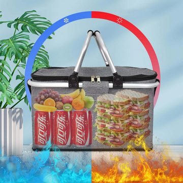 KIKI Einkaufskorb Faltbare Picknickkörbe, Große Kapazität Zusammenklappbare Kühltasche