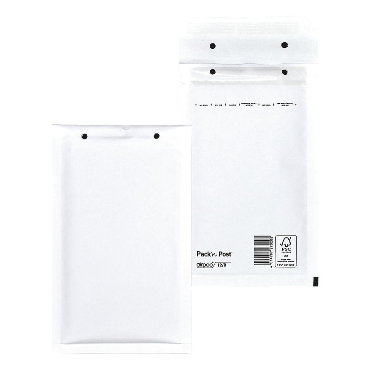 MAILMEDIA Versandtasche airpoc®, Luftpolster, ohne Fenster, (B/H): 142/225 mm