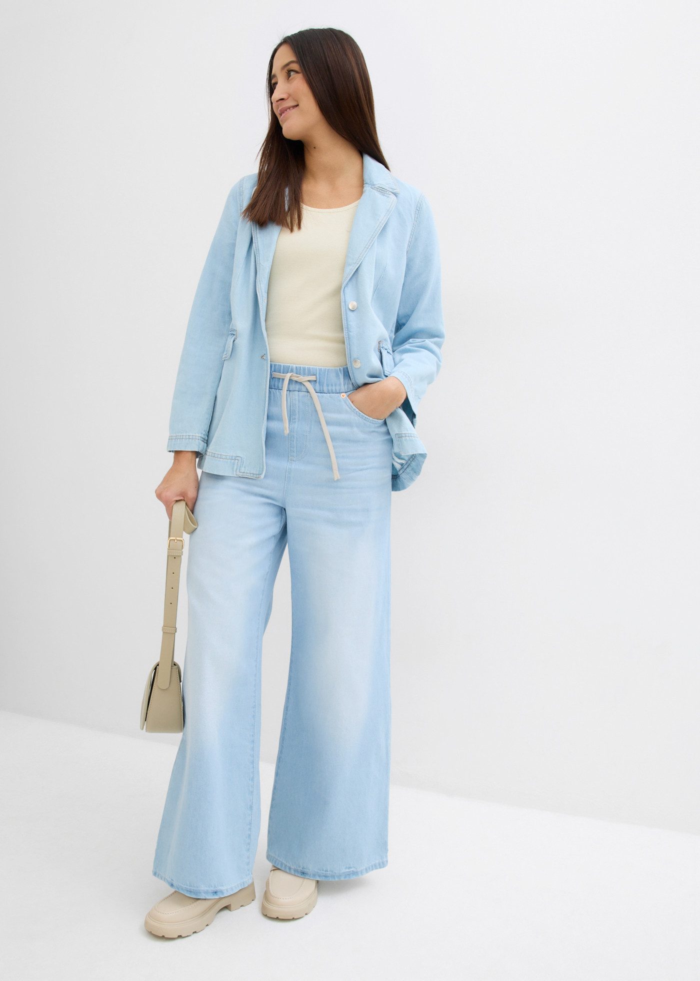 bonprix Weite Jeans mit Bequembund, lockere Passform im Loose Fit