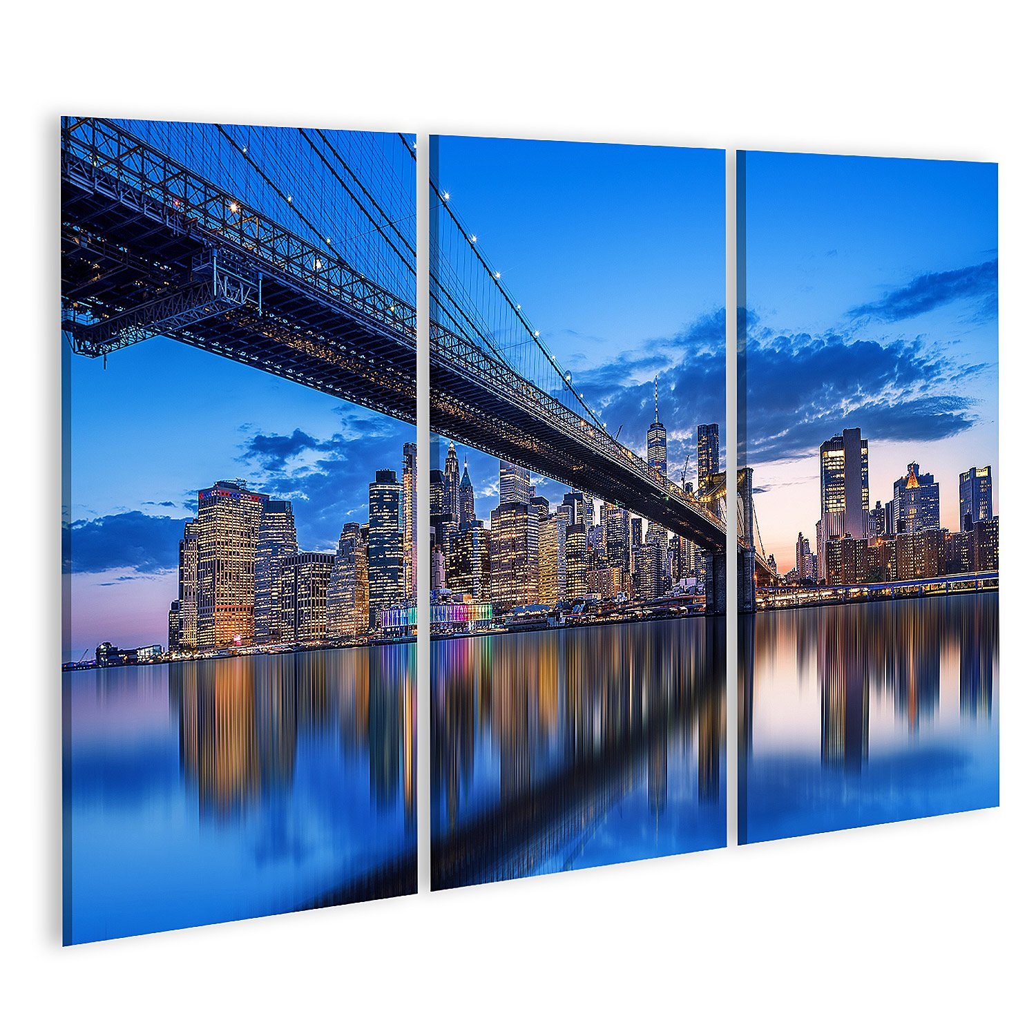 Leinwandbild Bild auf Leinwand Panoramablick Skyline New York Sonnenuntergang New Y