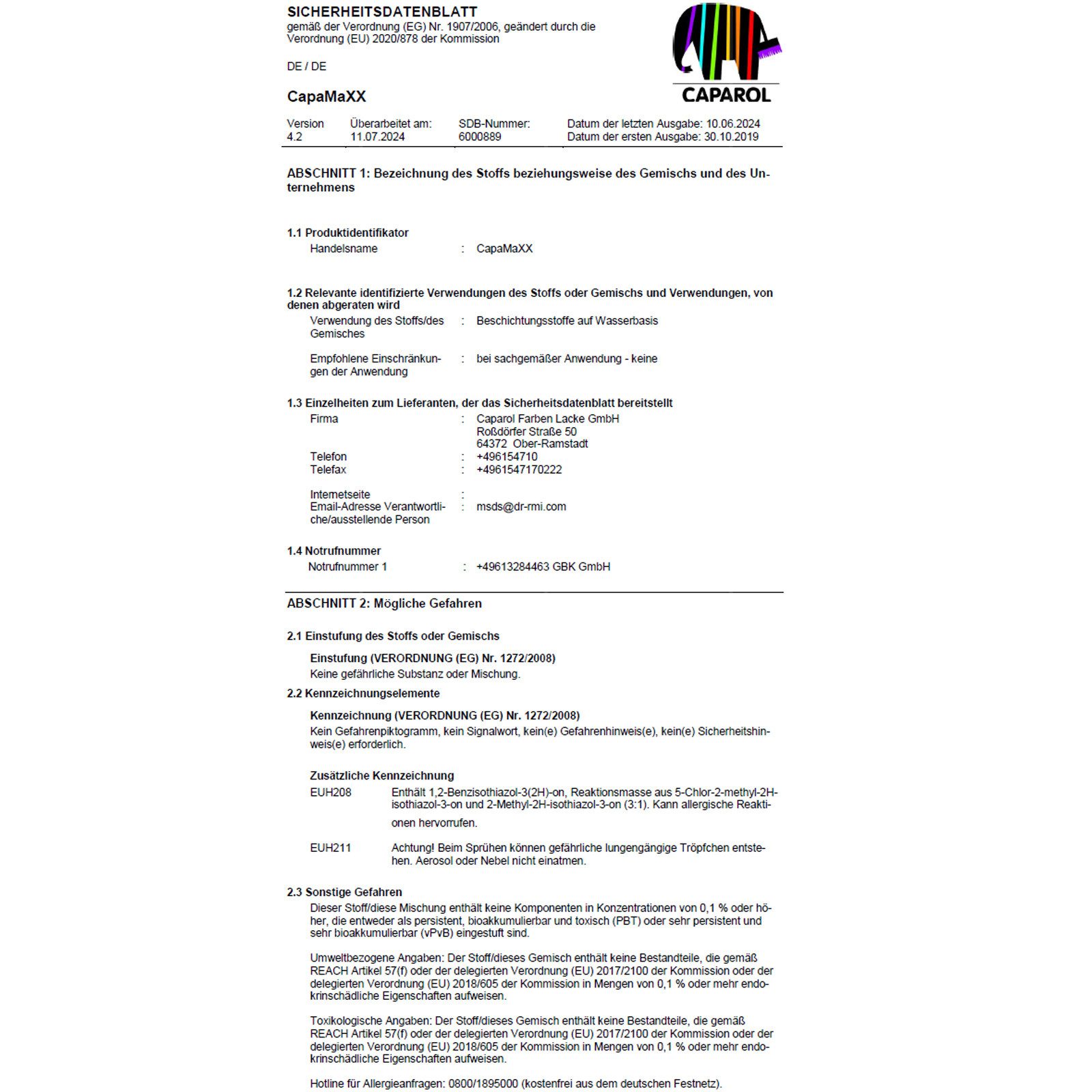 Caparol Wandfarbe Capamaxx - 12.5 Ltr (Weiss)