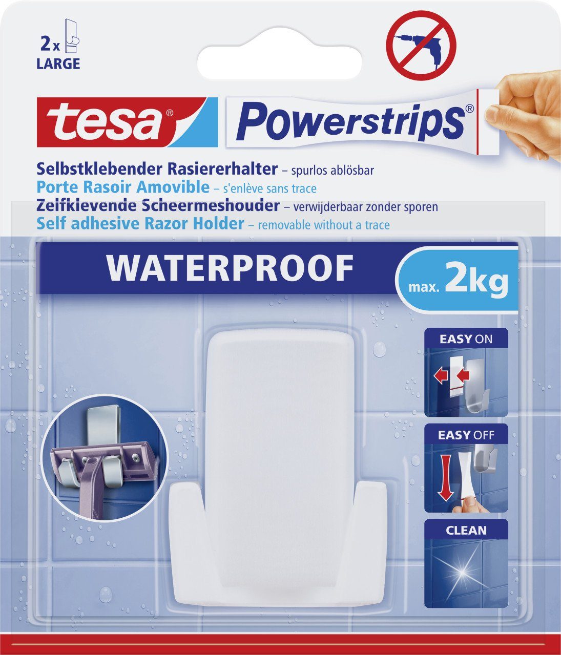 Klebehaken tesa Rasiererhalter Powerstrip weiß, waterproof