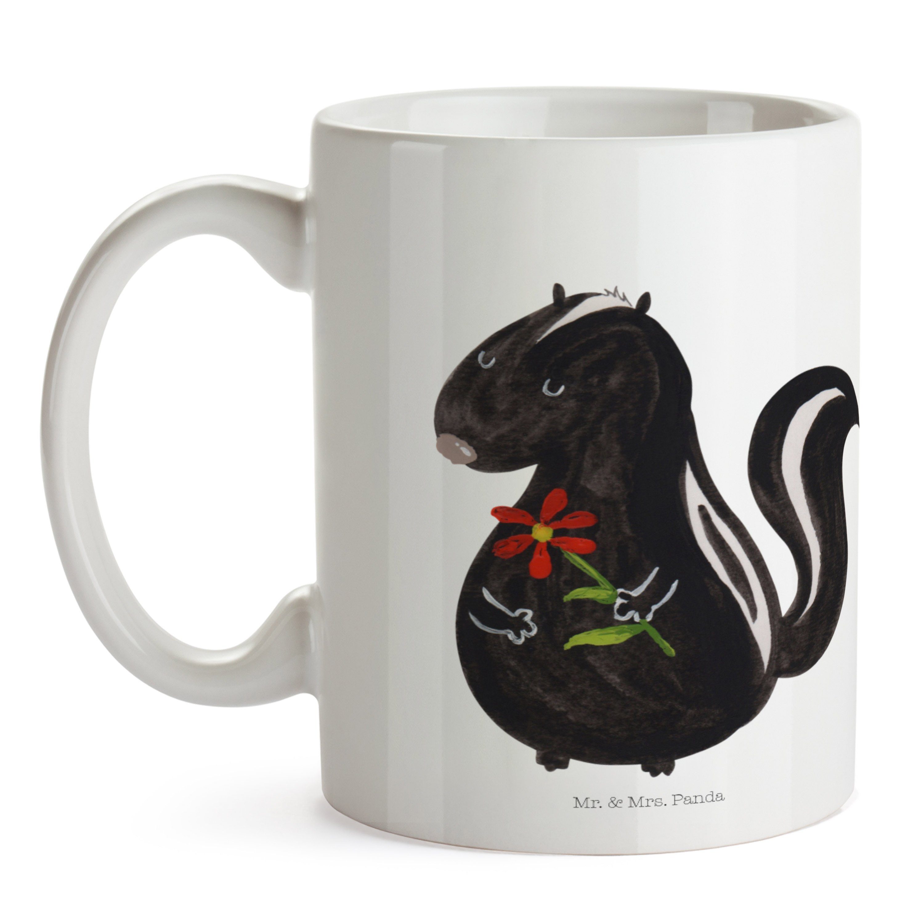 Panda Blume & Skunk, - Geschenk, Weiß Mr. Mrs. Stinktier Keramik Dreams, Tasse - Büro Stinker, Tasse,