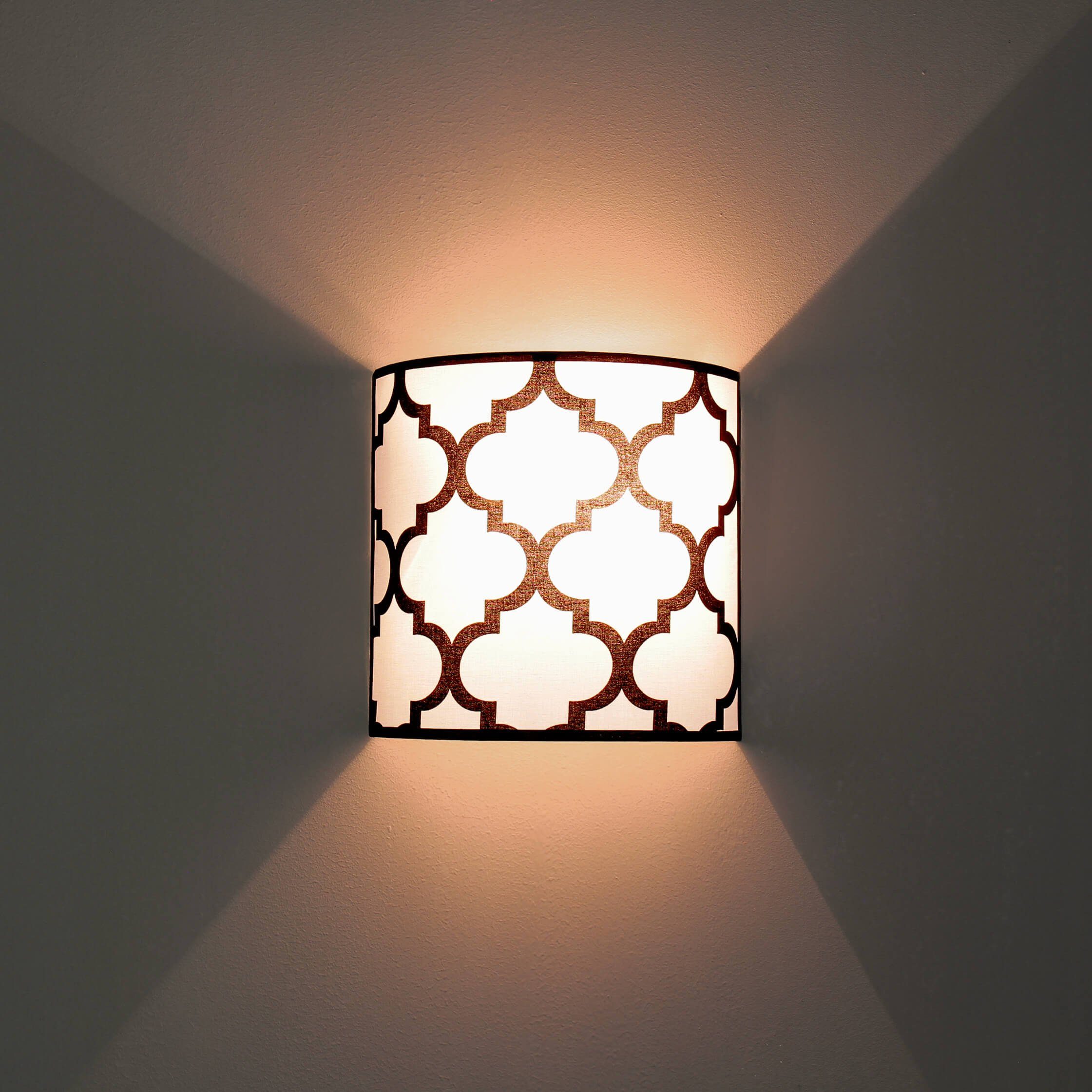 Weiß Muster Wohnzimmer ROCCO, ohne Stoff Licht-Erlebnisse Retro Schwarz E14 Leuchtmittel, Wandleuchte Wandlampe Schlafzimmer