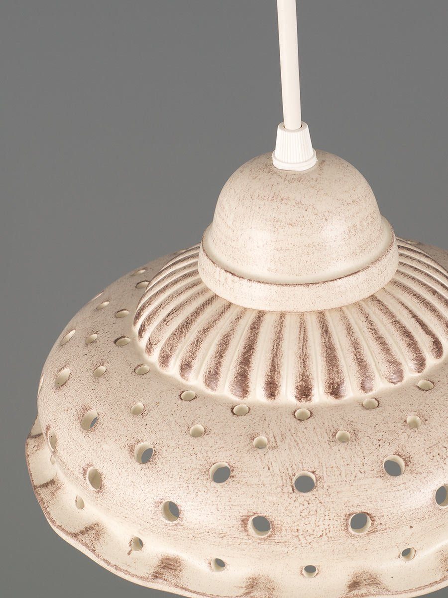 Deckenlampe, handgefertigt für Keramiklampe, Leuchten Küchenlampe Helios handbemalt Küche Esstisch, Keramik, beige Pendelleuchte Hängelampe,