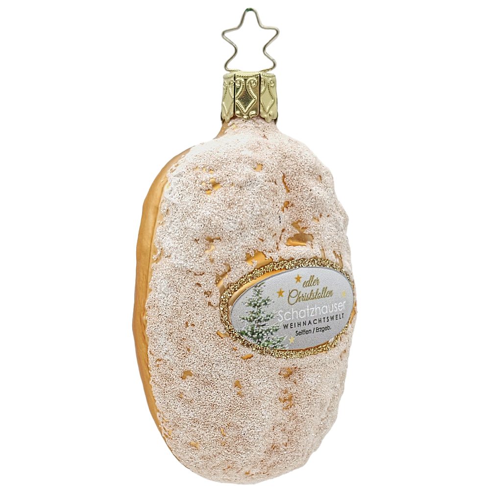 INGE-GLAS® Christbaumschmuck edler Christstollen, Weihnachtsstollen 8,5cm - Schatzhauser (1-tlg), mundgeblasen, handdekoriert