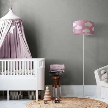 Paco Home Stehlampe Luca Cosmo, ohne Leuchtmittel, Stehlampe Kinderzimmer Stoff Lampenschirm Spielzimmer Wolken E27