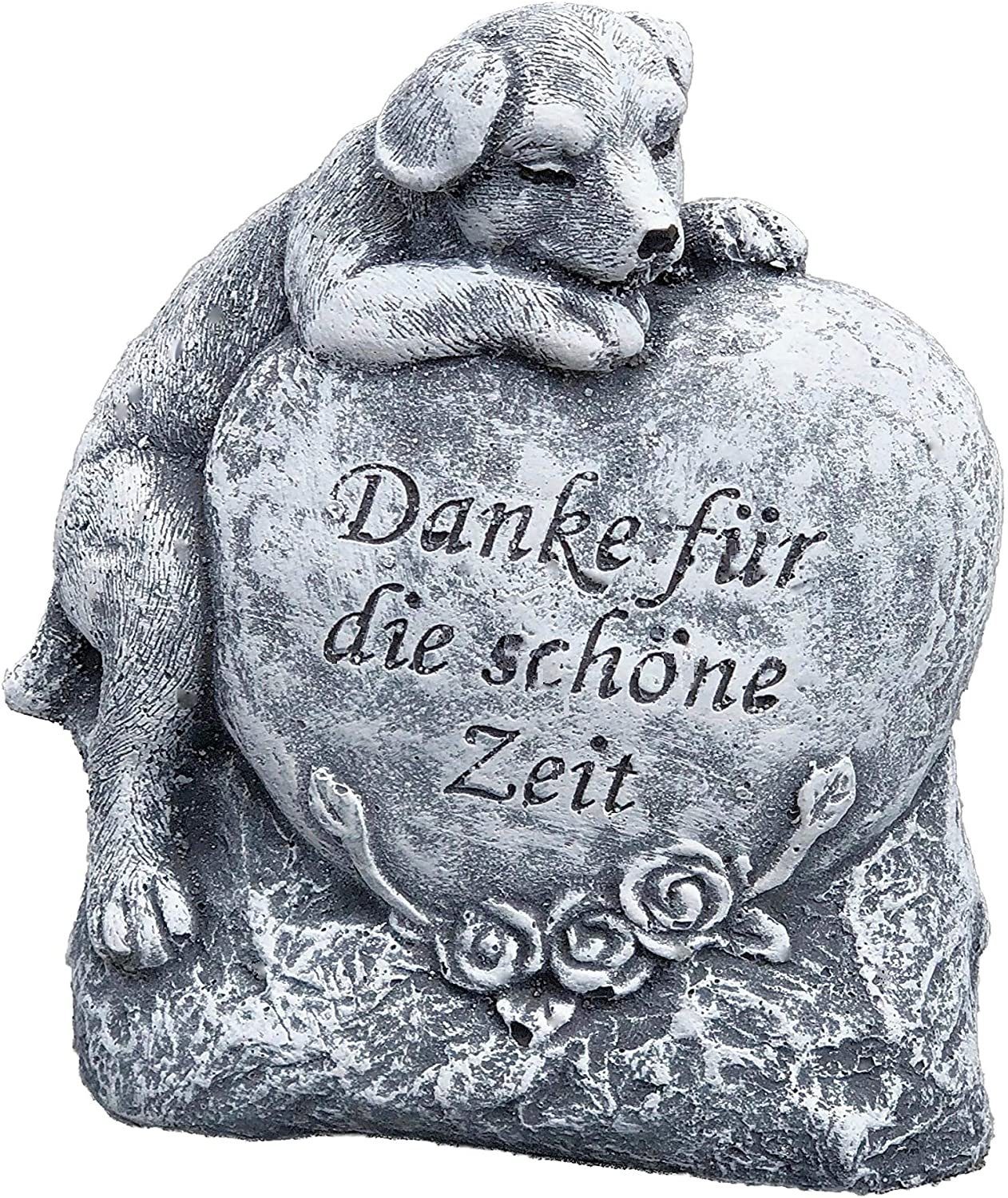 Stone and Style Gartenfigur Steinfigur Grabschmuck Hund " Danke für die schöne Zeit "