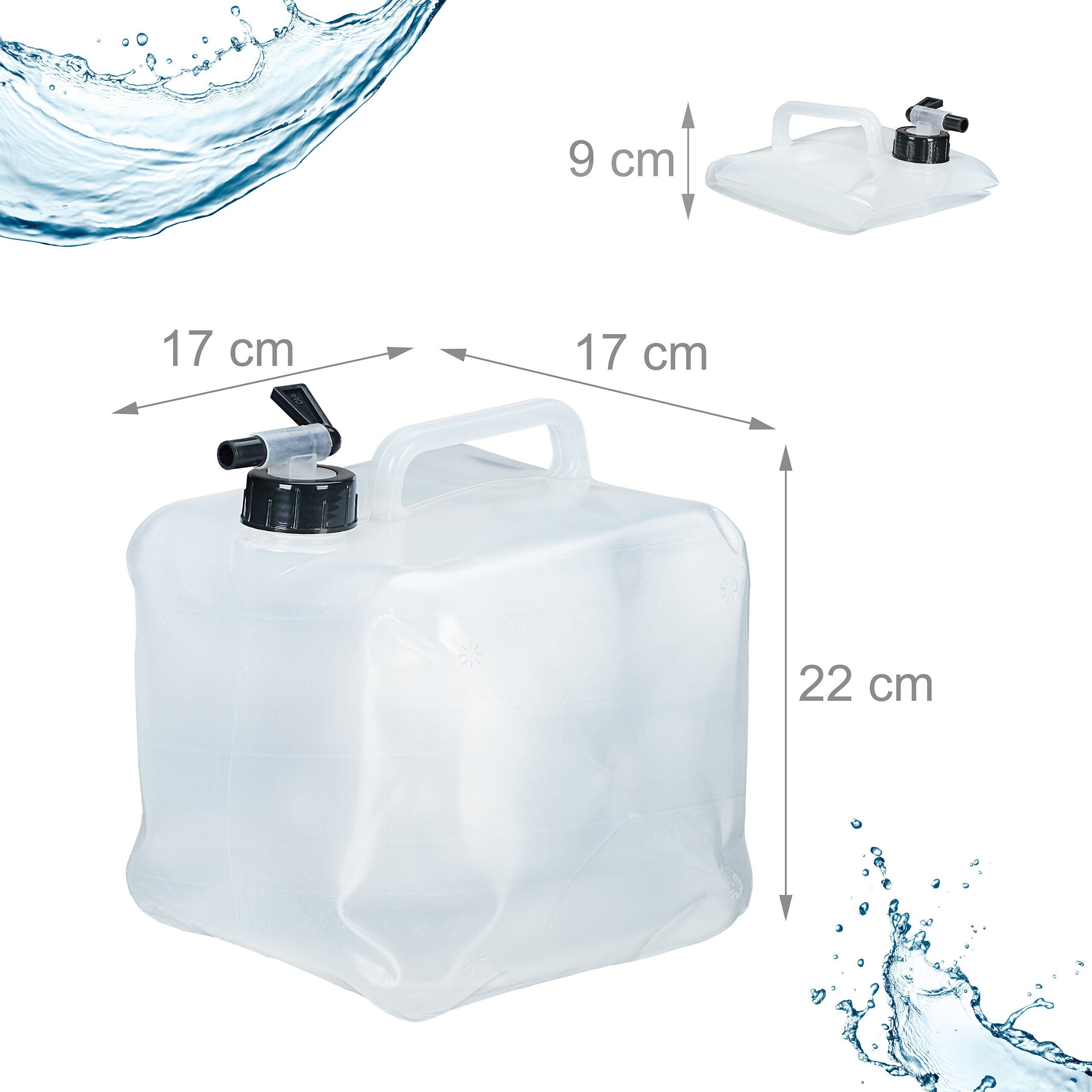 Kanister Set, relaxdays Faltbarer 5 Liter Wasserkanister im 4er