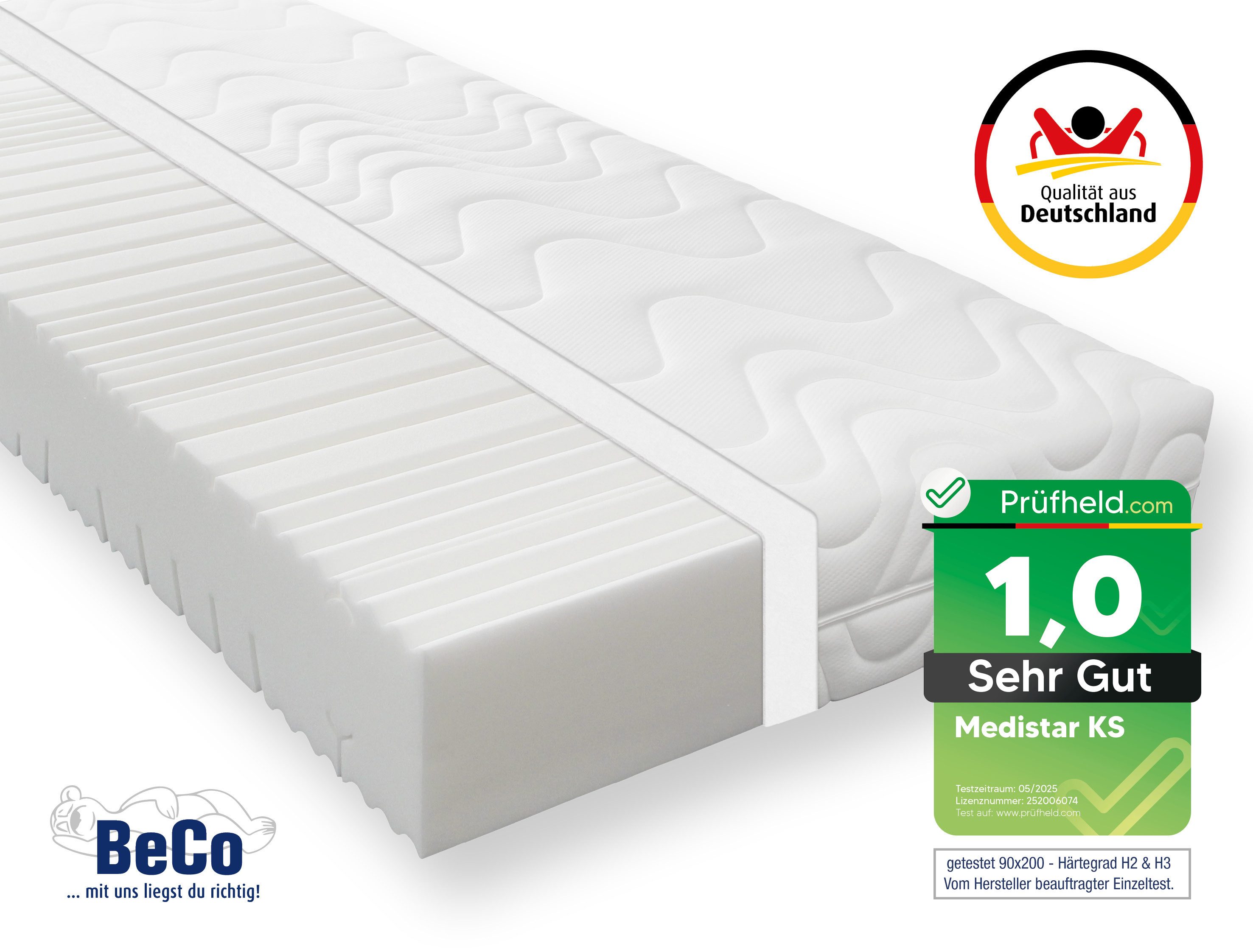 Komfortschaummatratze Medistar KS, Matratze Kaltschaum-Feeling 90x200 cm, 140x200 cm, Beco, 21 cm hoch, Geprüft mit 1,0* "SEHR GUT" & bewertet mit**Deutschland Favorit 2024