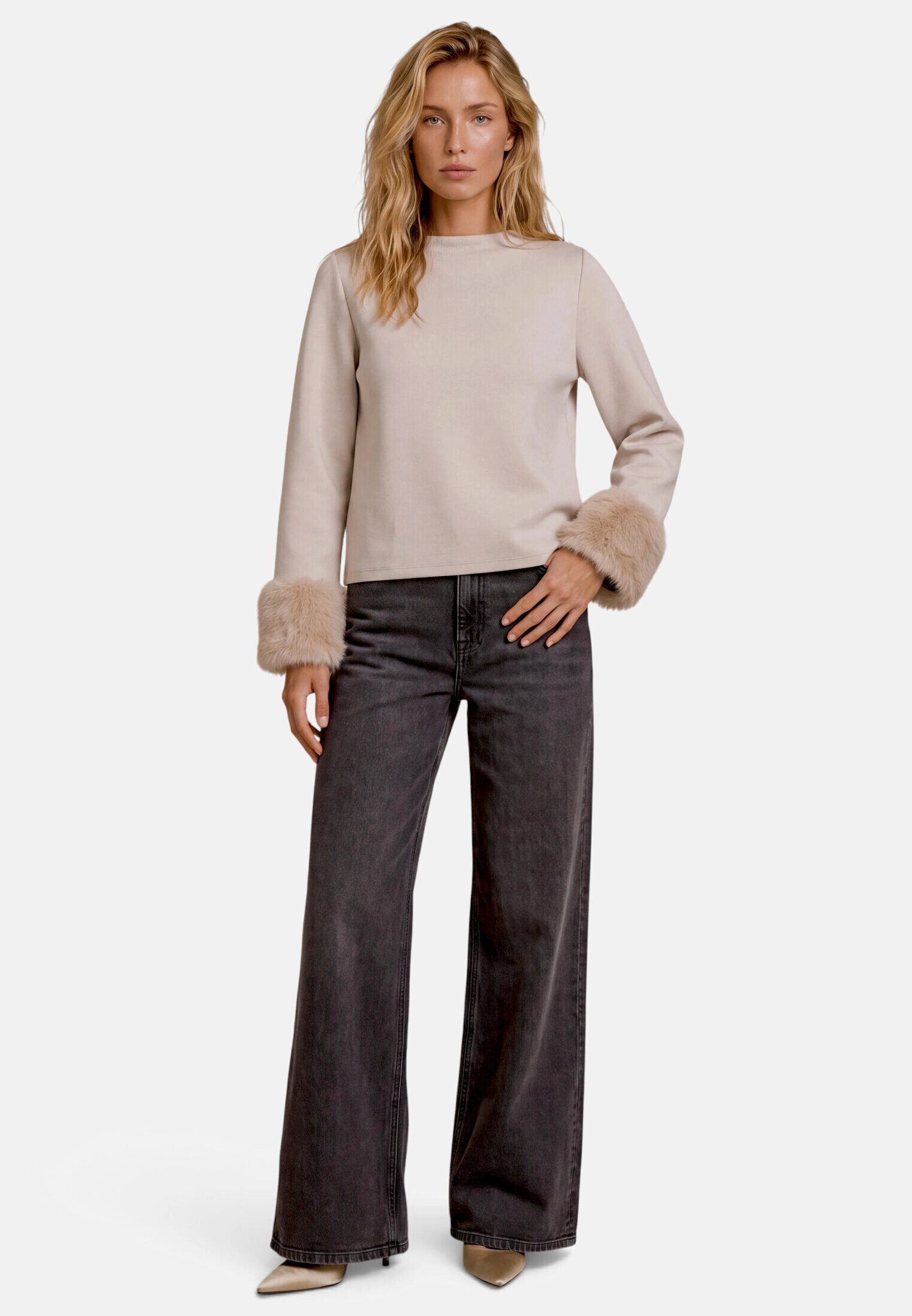 Zero Sweatshirt Damen mit Stehkragen Material