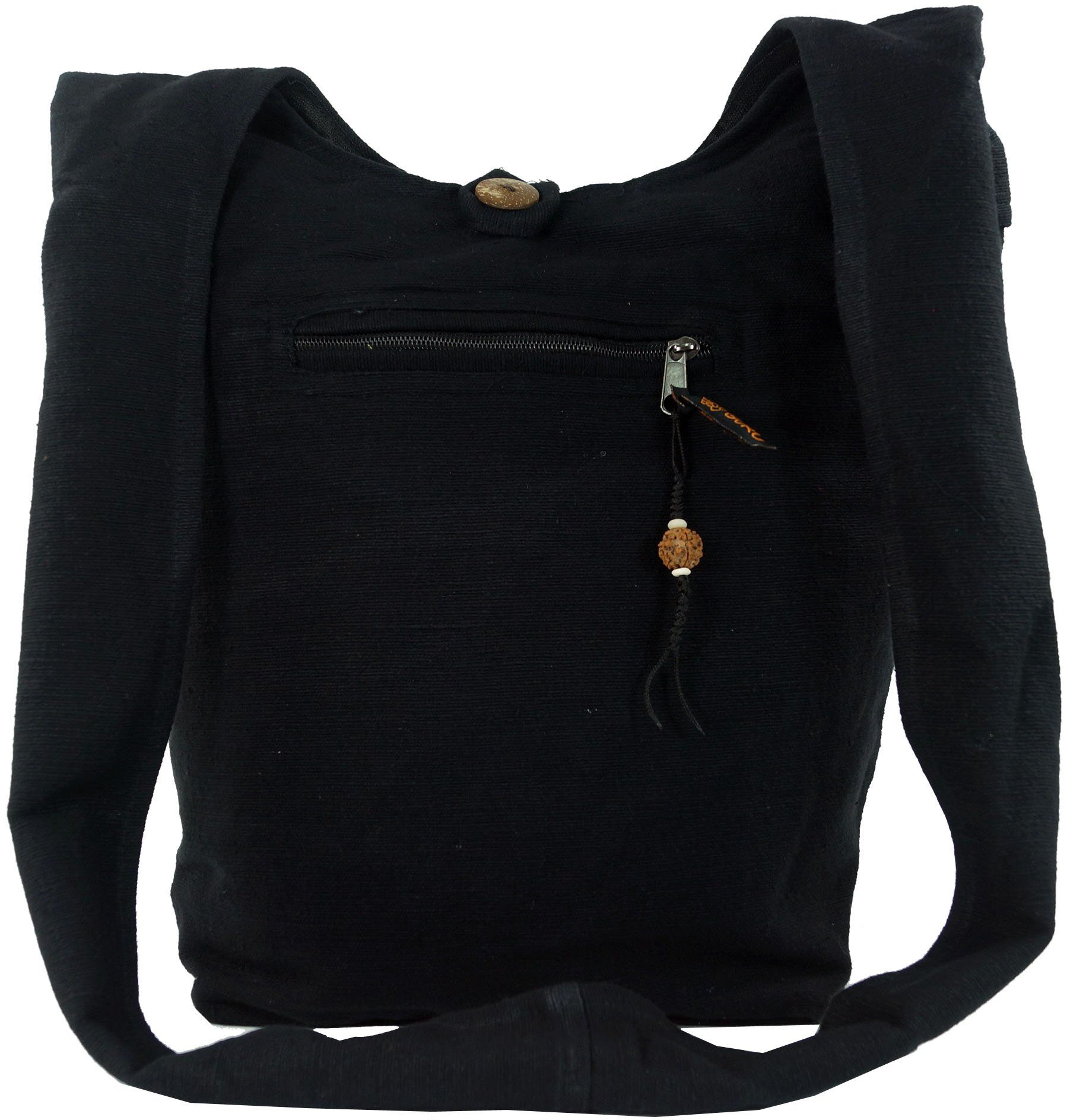 Guru-Shop Schultertasche Sadhu Bag, Goa Tasche, Schulterbeutel - schwarz