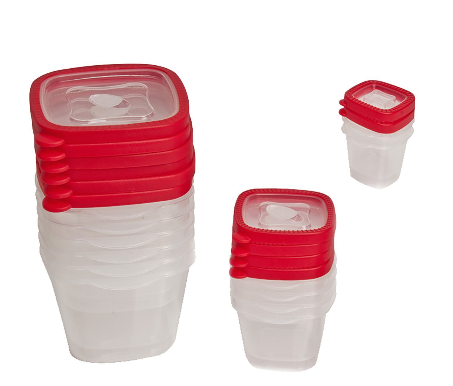 Lebensmittel 100 Kunststoff Set rot Frischhaltedose % Deckel Transparent, mit Bubble-Store Lebensmittelbehälter, Vorratsdosen BPA-frei,