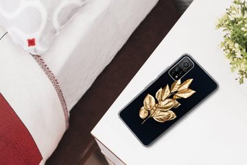 MuchoWow Handyhülle Pflanze - Blätter - Gold - Schwarz - Luxus, Phone Case, Handyhülle Xiaomi Mi 10T, Silikon, Schutzhülle