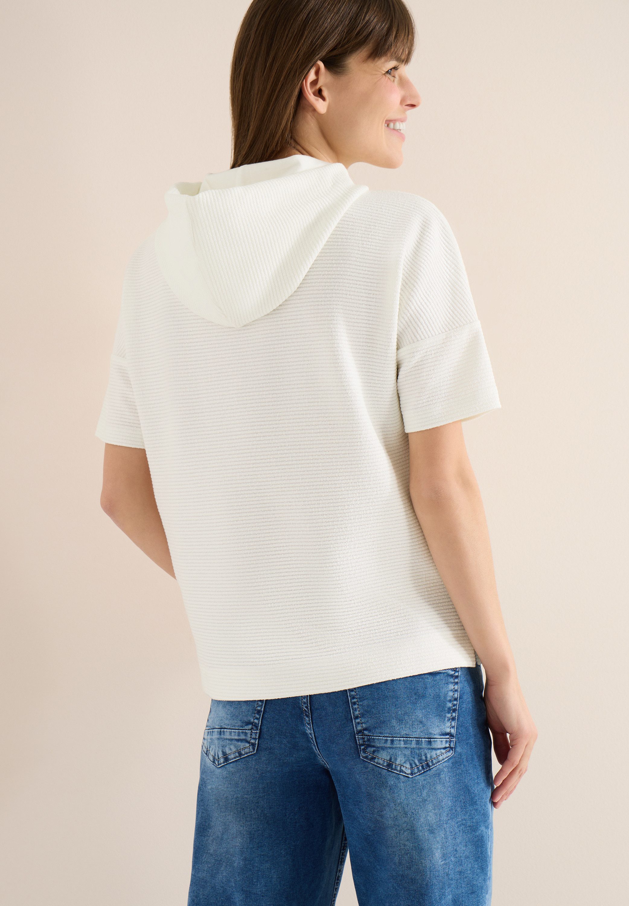 CECIL Sweater Halbarm mit Kapuze und Tunnelzug