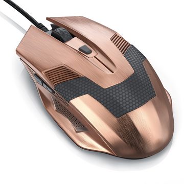 CSL Gaming-Maus (kabelgebunden, Gaming Maus im Copper-Look 2400 dpi, Abtastrate wählbar, Kupferfarben)