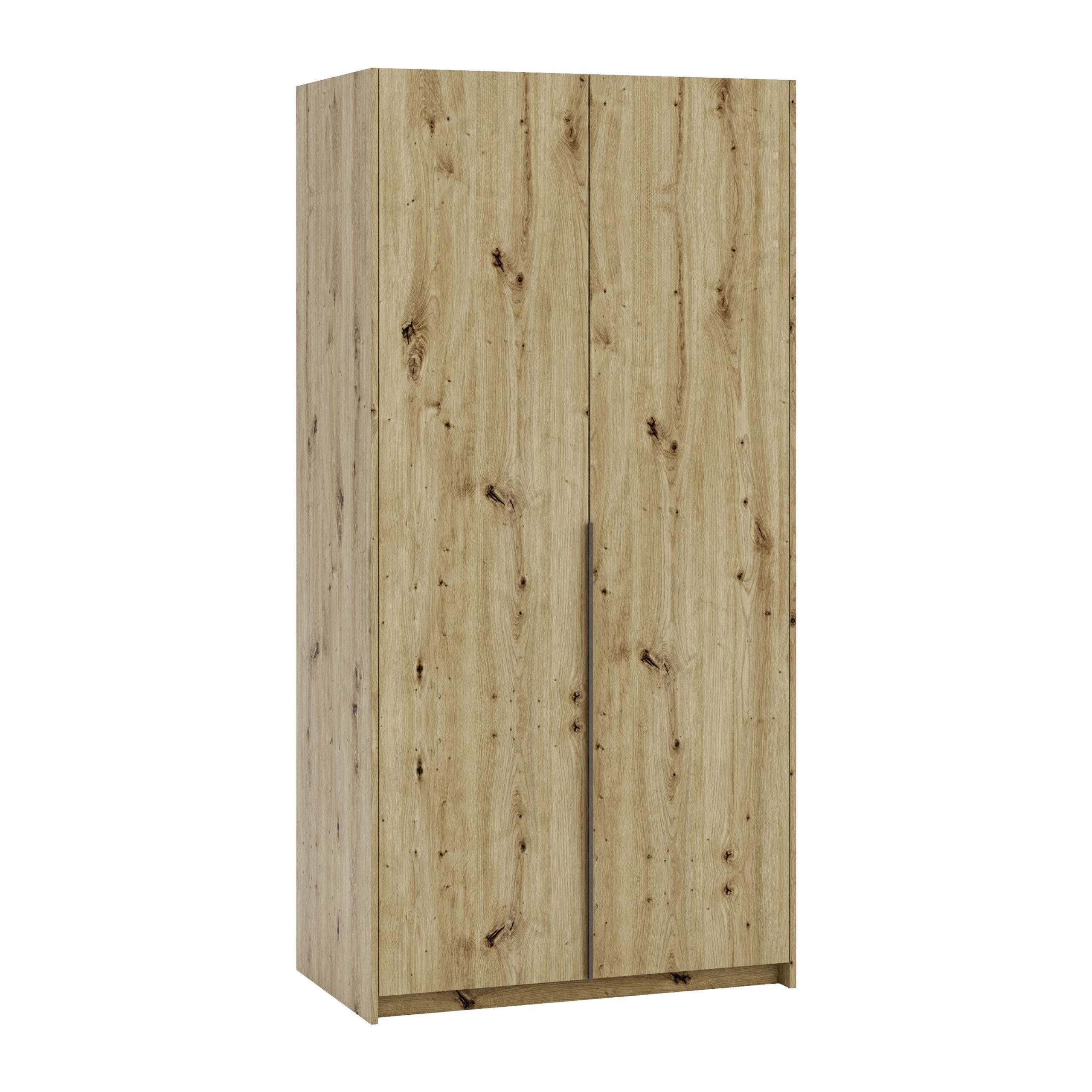 Masseno Drehtürenschrank AMARA 100 cm Kleiderschrank 2 Türen Schlafzimmerschrank Eiche Artisan