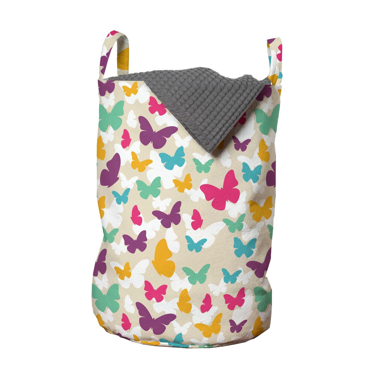 Waschsalons, Frühling Dreamy mit Griffen Abakuhaus Fantasie Schmetterling Wäschesäckchen für Kordelzugverschluss Wäschekorb